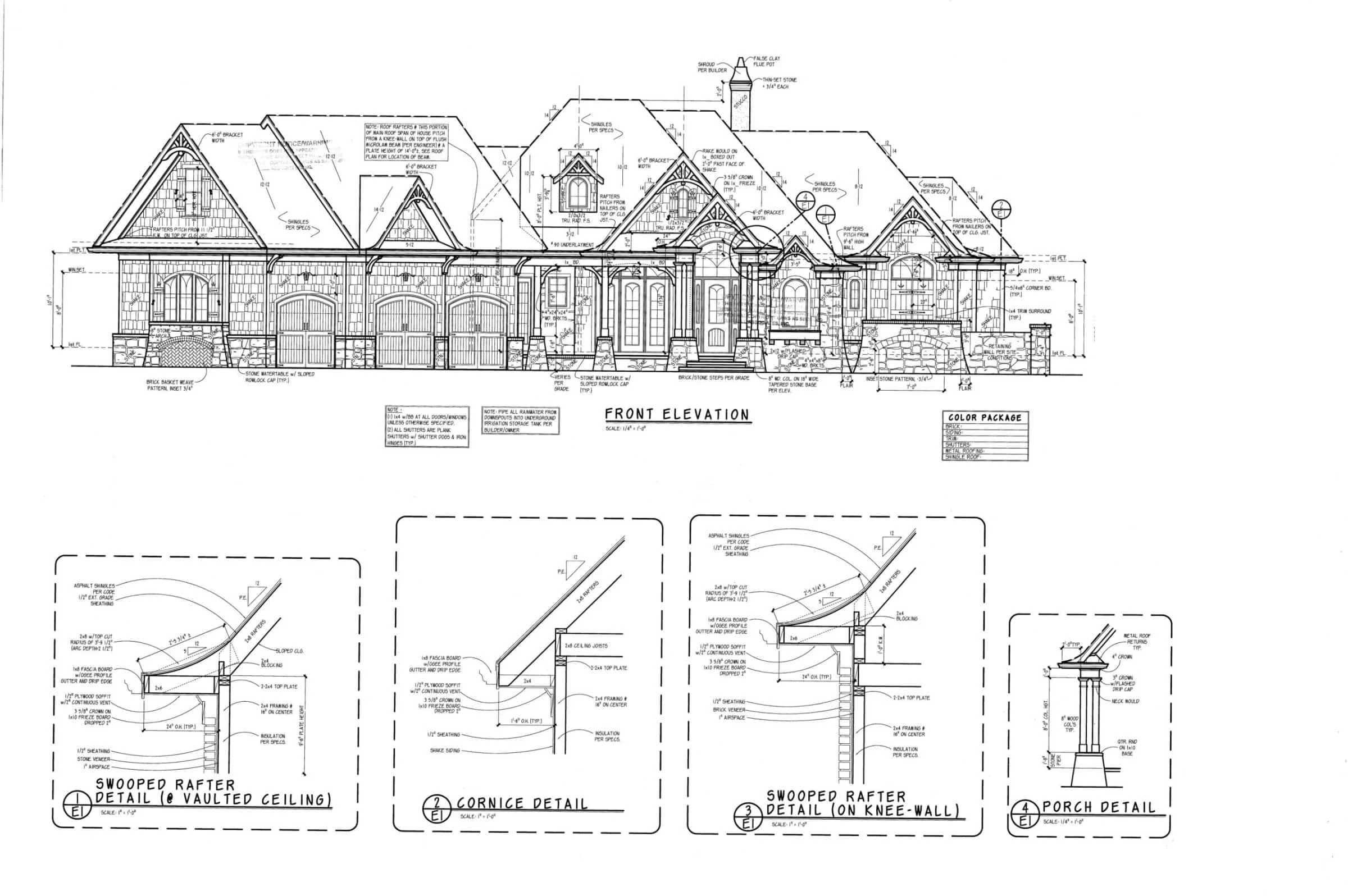 8-1446 HOUSE Plan - Rustic Craftsman Cottage House Plan – 5 Bedrooms, 5 Baths, 4,587 Sq Ft 16 Luxury house Plan: CAD Architecture Floor Design with 5 Beds