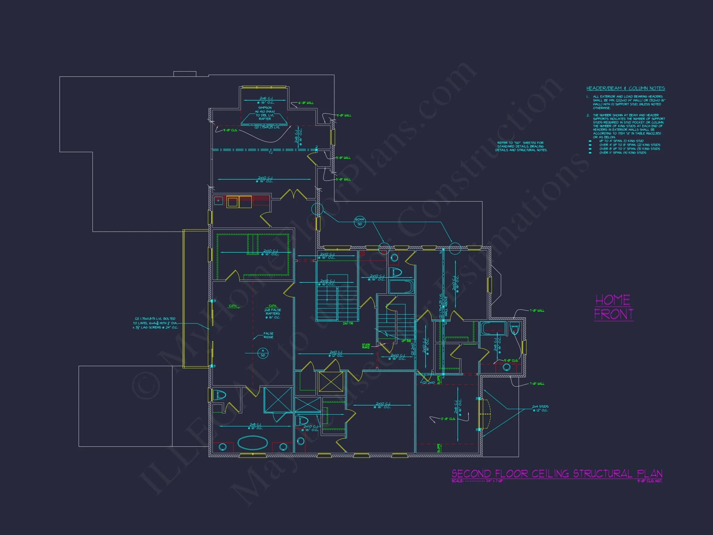 19-2446 HOUSE PLAN - 5-Bed, 5-Bath, 5,894 SF French Country House Plan 15 CAD Blueprint