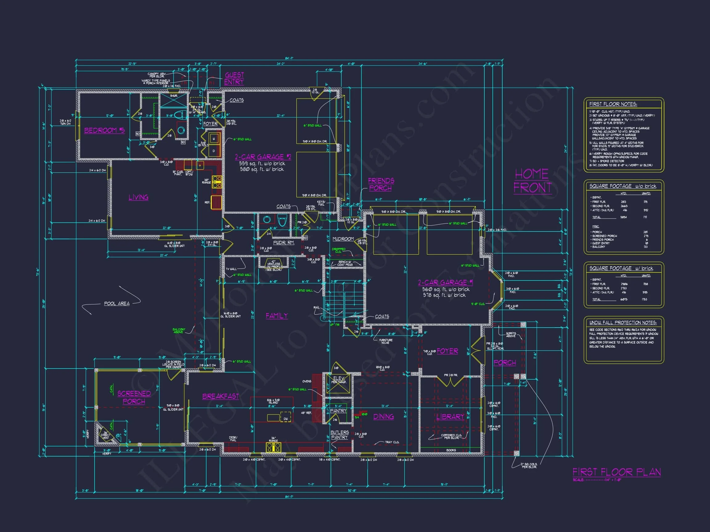 19-2446 HOUSE PLAN - 5-Bed, 5-Bath, 5,894 SF French Country House Plan 10 Elegant house Floor Plan with 5 Beds & 5+ Baths