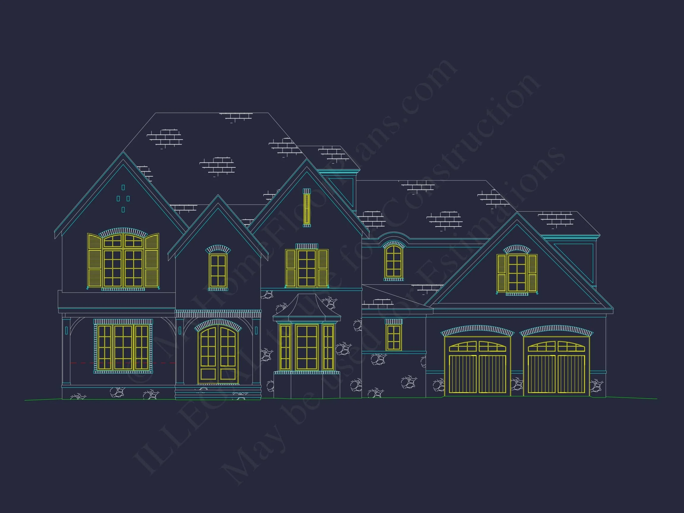 19-2446 HOUSE PLAN - 5-Bed, 5-Bath, 5,894 SF French Country House Plan 4 Elegant house Floor Plan with 5 Beds & 5+ Baths