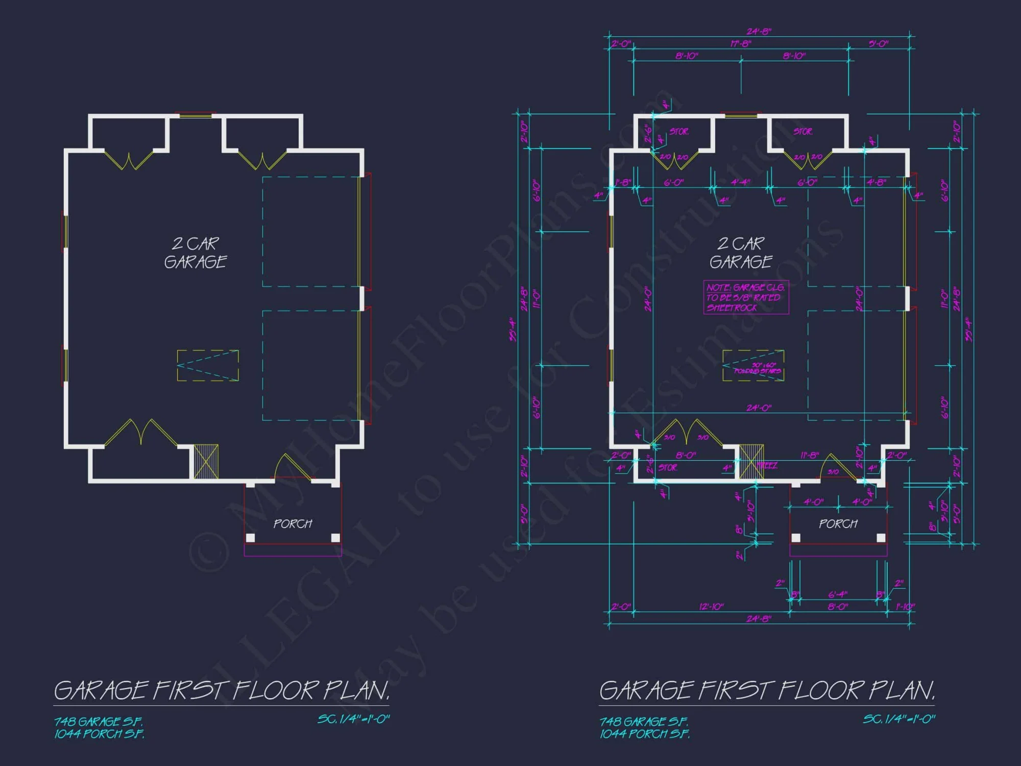 Craftsman house Plan: Garage Floor Plan with Blueprint Designs