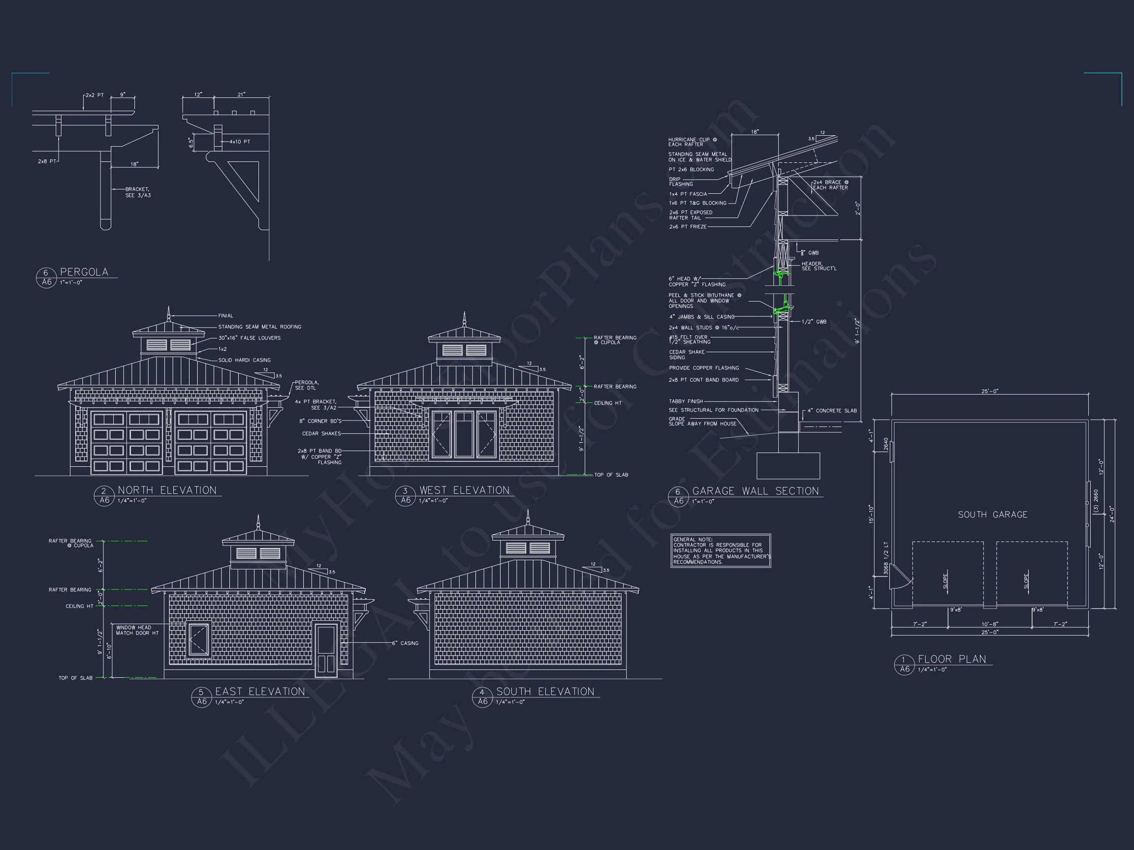 16-1012 GARAGE PLAN - Modern Garage Blueprint with Workshop Space and Coastal Design 3 Modern Garage Blueprint with Workshop Space and Coastal Design