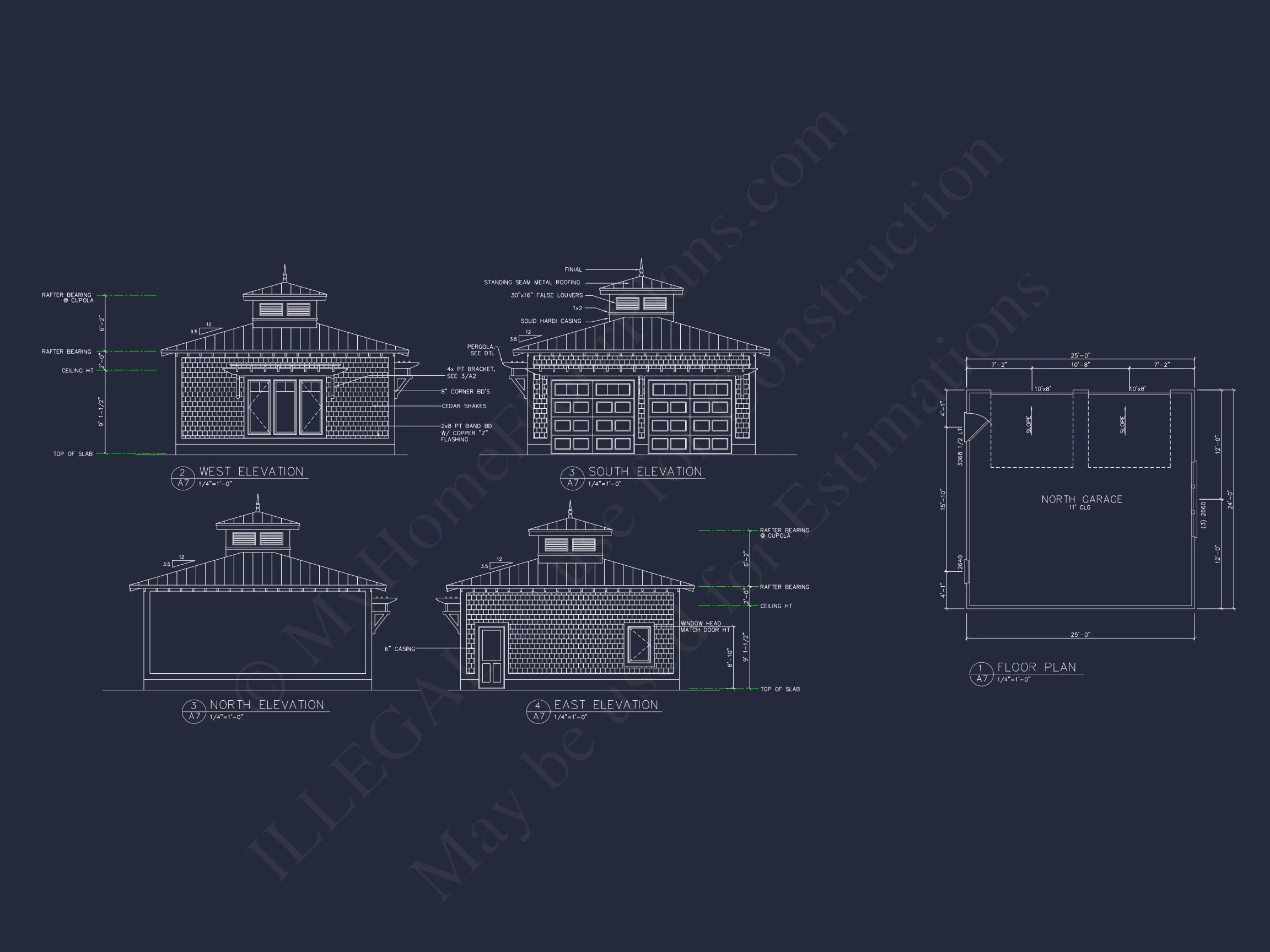 16-1012 GARAGE PLAN - Modern Garage Blueprint with Workshop Space and Coastal Design 4 Modern Garage Blueprint with Workshop Space and Coastal Design
