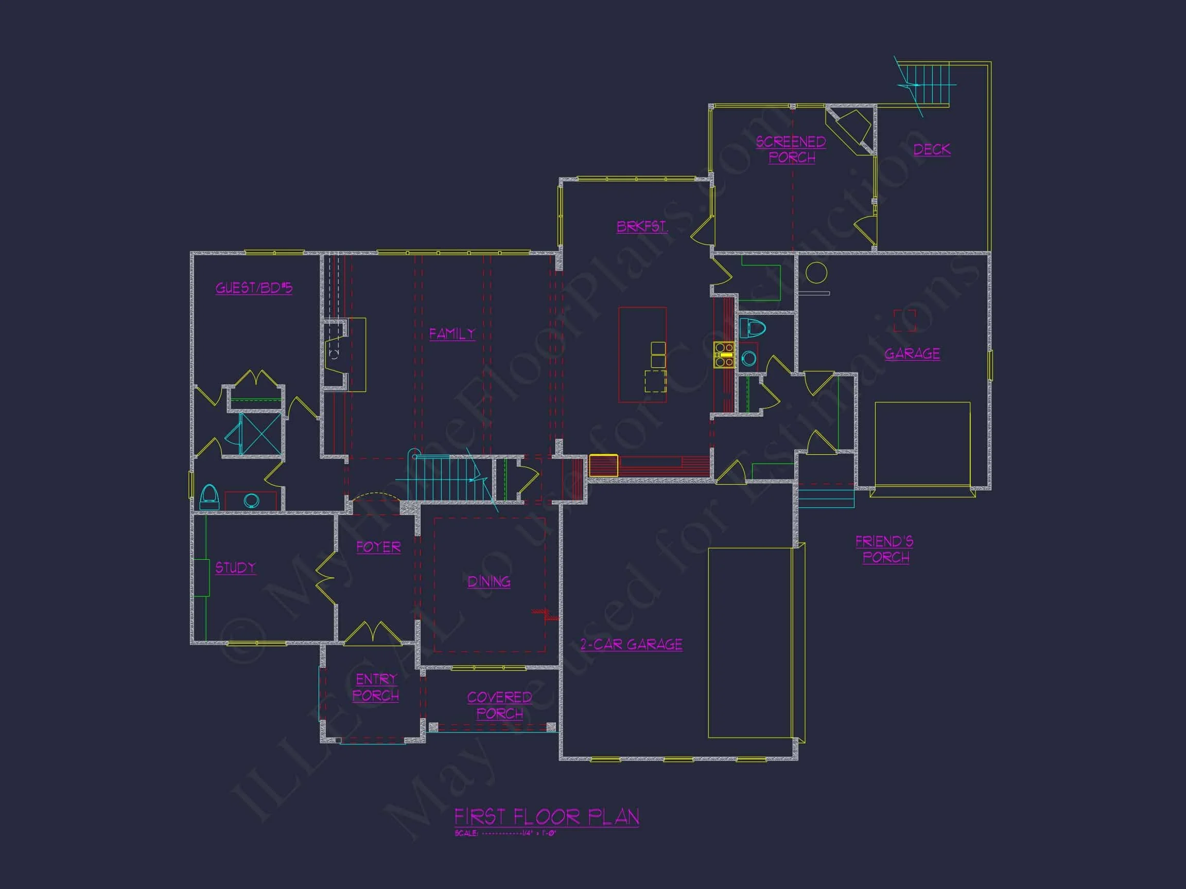 15-1722 HOUSE PLAN - 5-Bed, 5-Bath, 4,355 SF Traditional Craftsman House Plan 6 Modern Traditional house Plan with Detailed Blueprint Designs