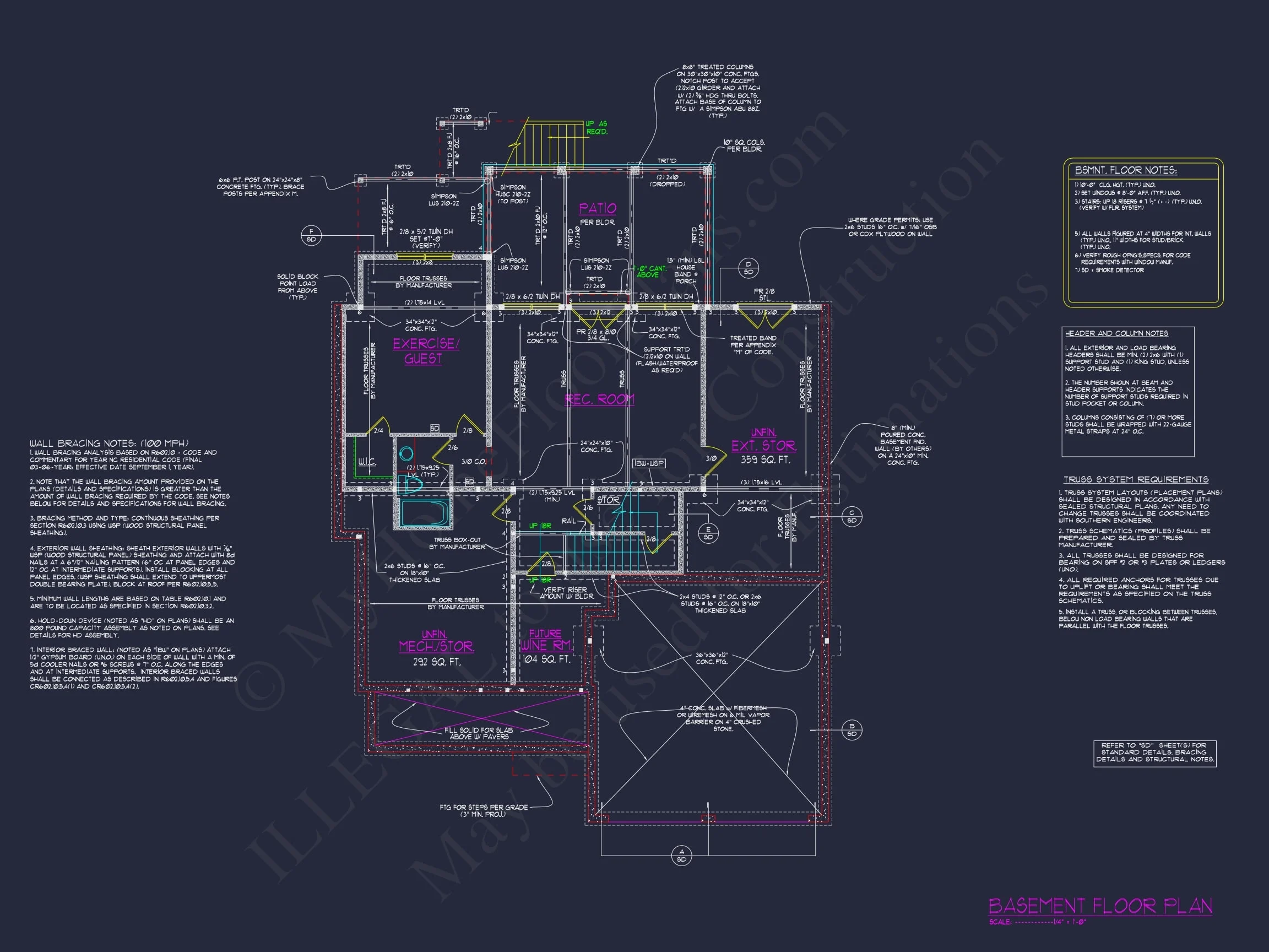 15-1328 HOUSE PLAN - 6-Bed, 7-Bath, 4,465 SF Modern Farmhouse House Plan 34 Modern Colonial house Blueprint with 6 Beds & 7 Baths