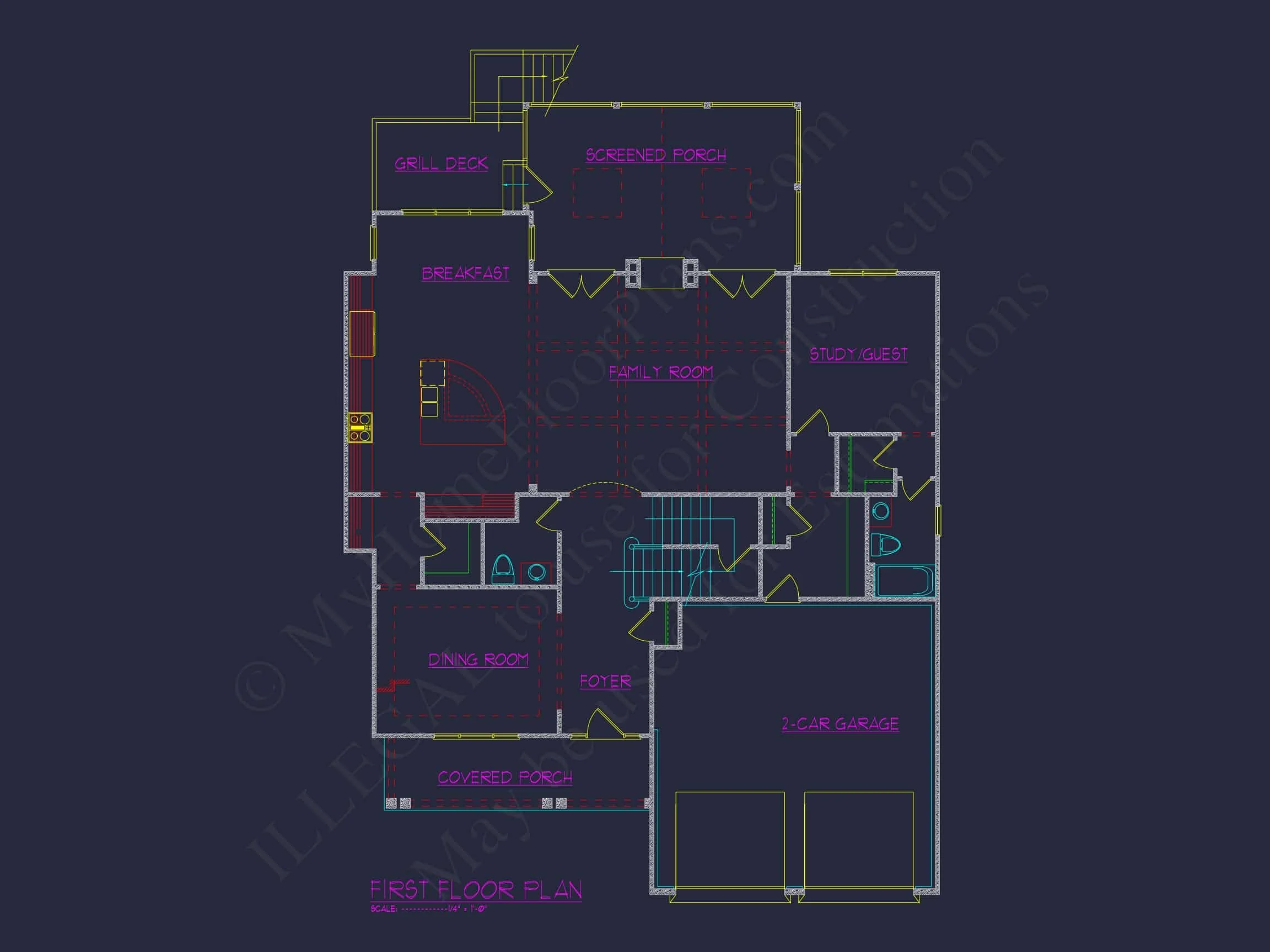 15-1328 HOUSE PLAN - 6-Bed, 7-Bath, 4,465 SF Modern Farmhouse House Plan 29 Modern Colonial house Blueprint with 6 Beds & 7 Baths