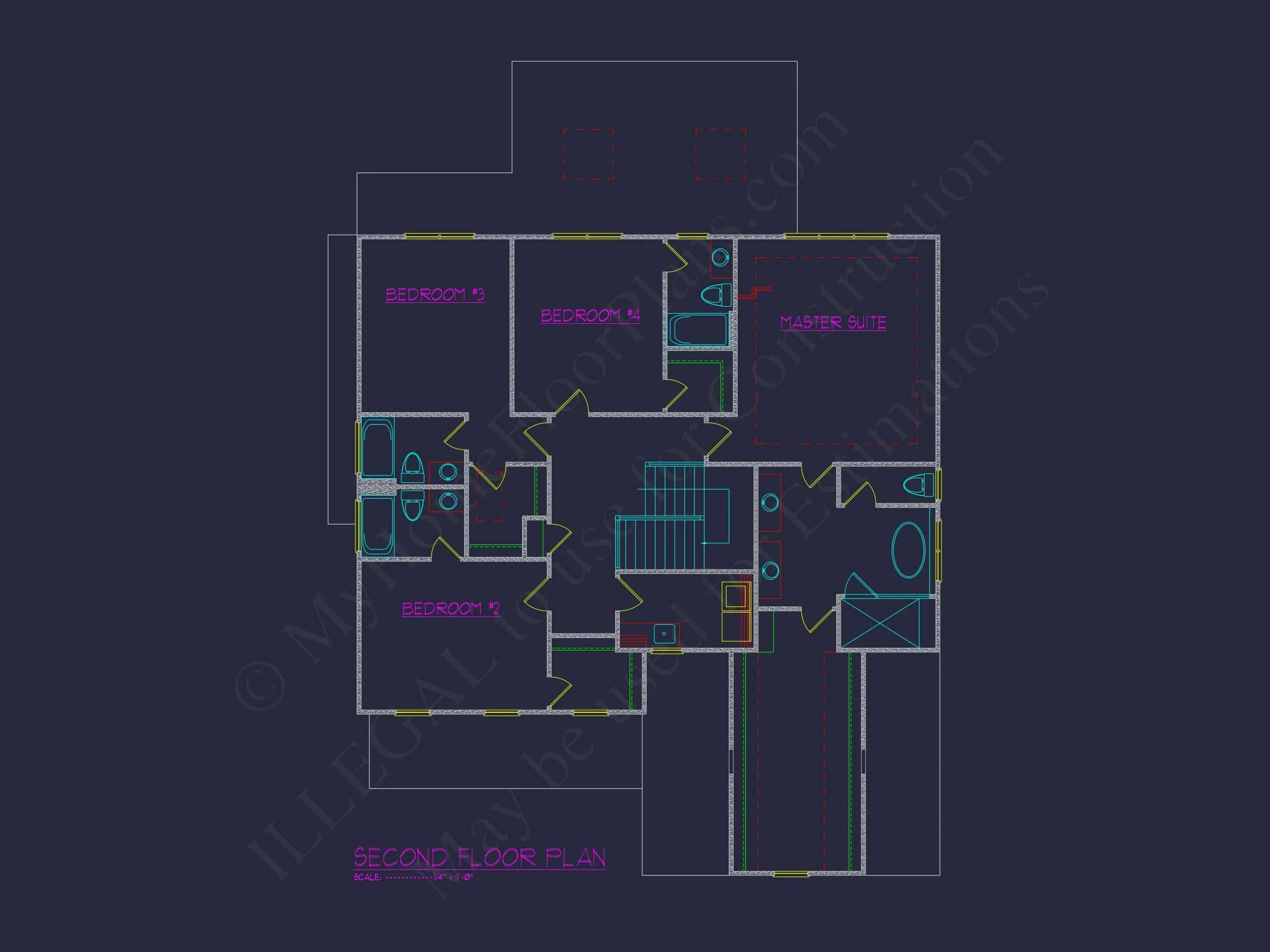 15-1328 HOUSE PLAN - 6-Bed, 7-Bath, 4,465 SF Modern Farmhouse House Plan 30 Modern Colonial house Blueprint with 6 Beds & 7 Baths