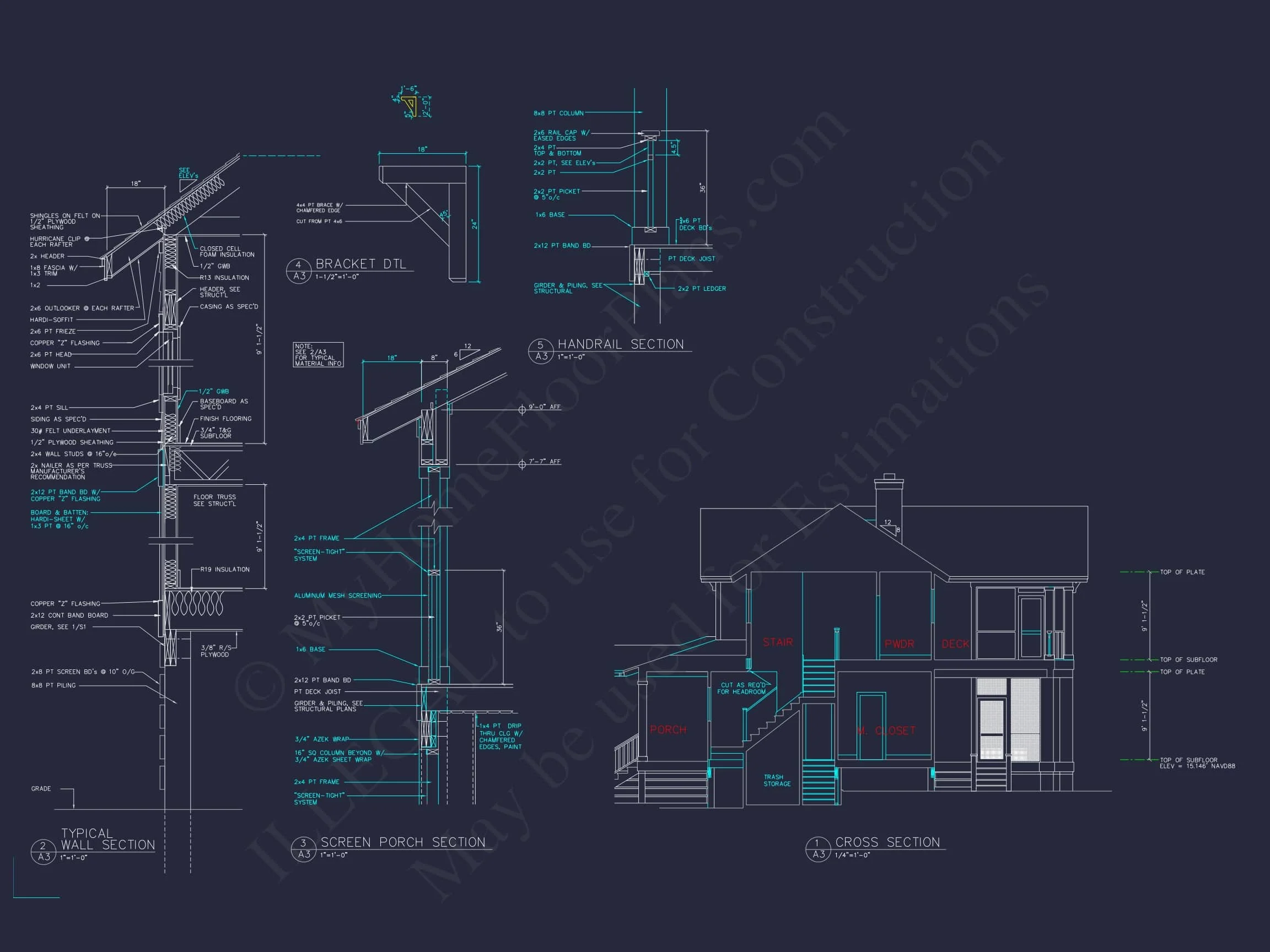 14-1799 HOUSE PLAN - Coastal House Plan Blueprint: 2 Story CAD Architecture Designs 7 Coastal house Plan Blueprint: 2 Story CAD Architecture Designs