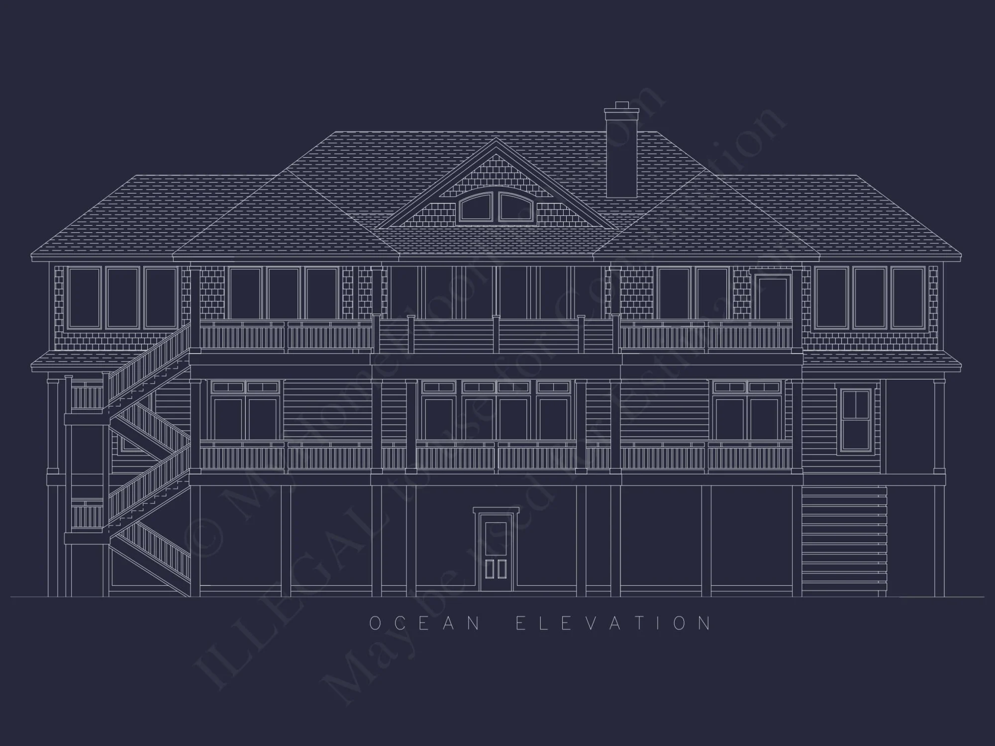 Oceanfront Luxury house Plan with 7 Bedrooms and CAD Designs