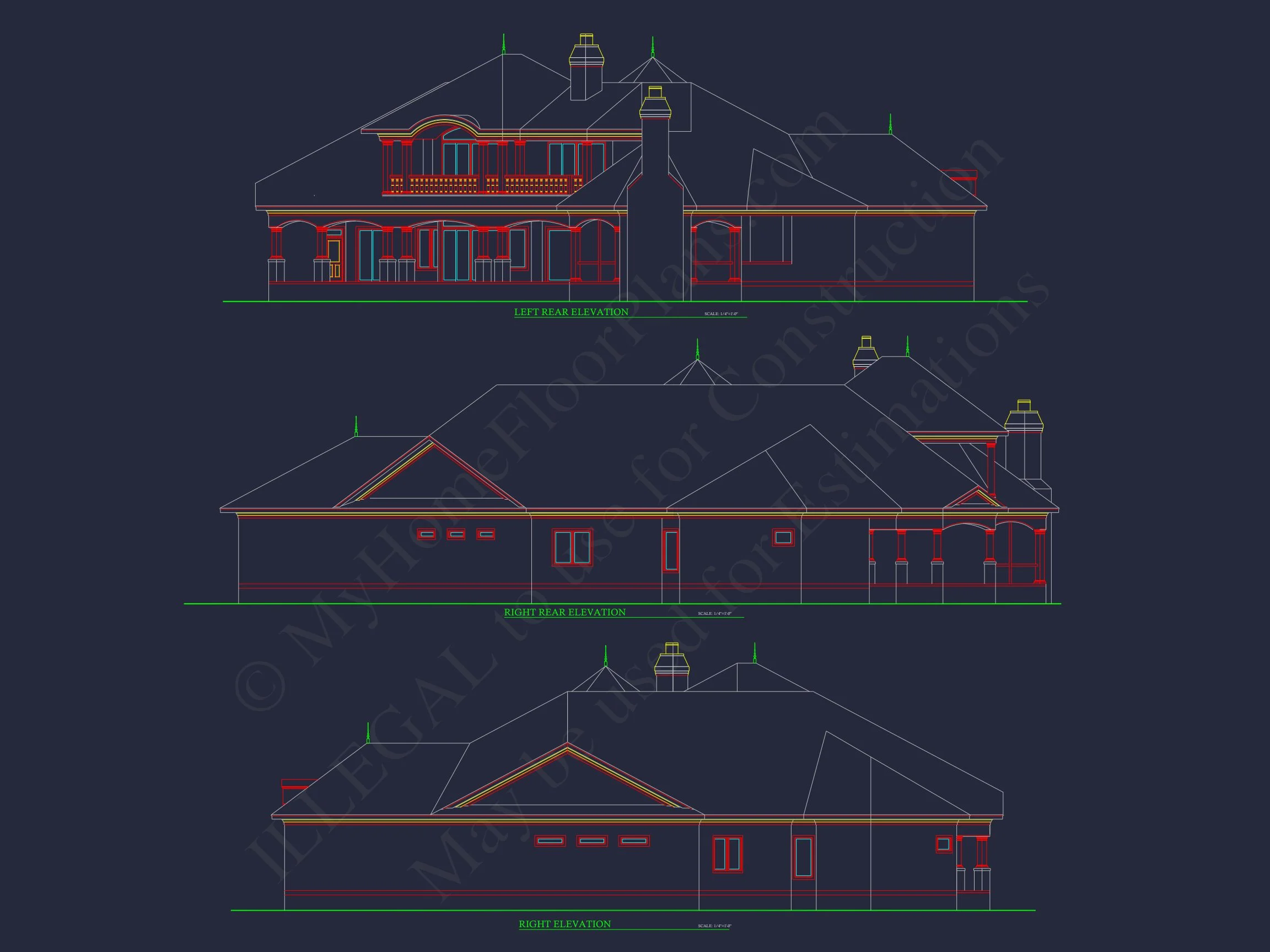 9-1654 HOUSE PLAN - Elegant 2-Story House Plan with Detailed CAD Blueprint Designs 3 Elegant 2-Story house Plan with Detailed CAD Blueprint Designs