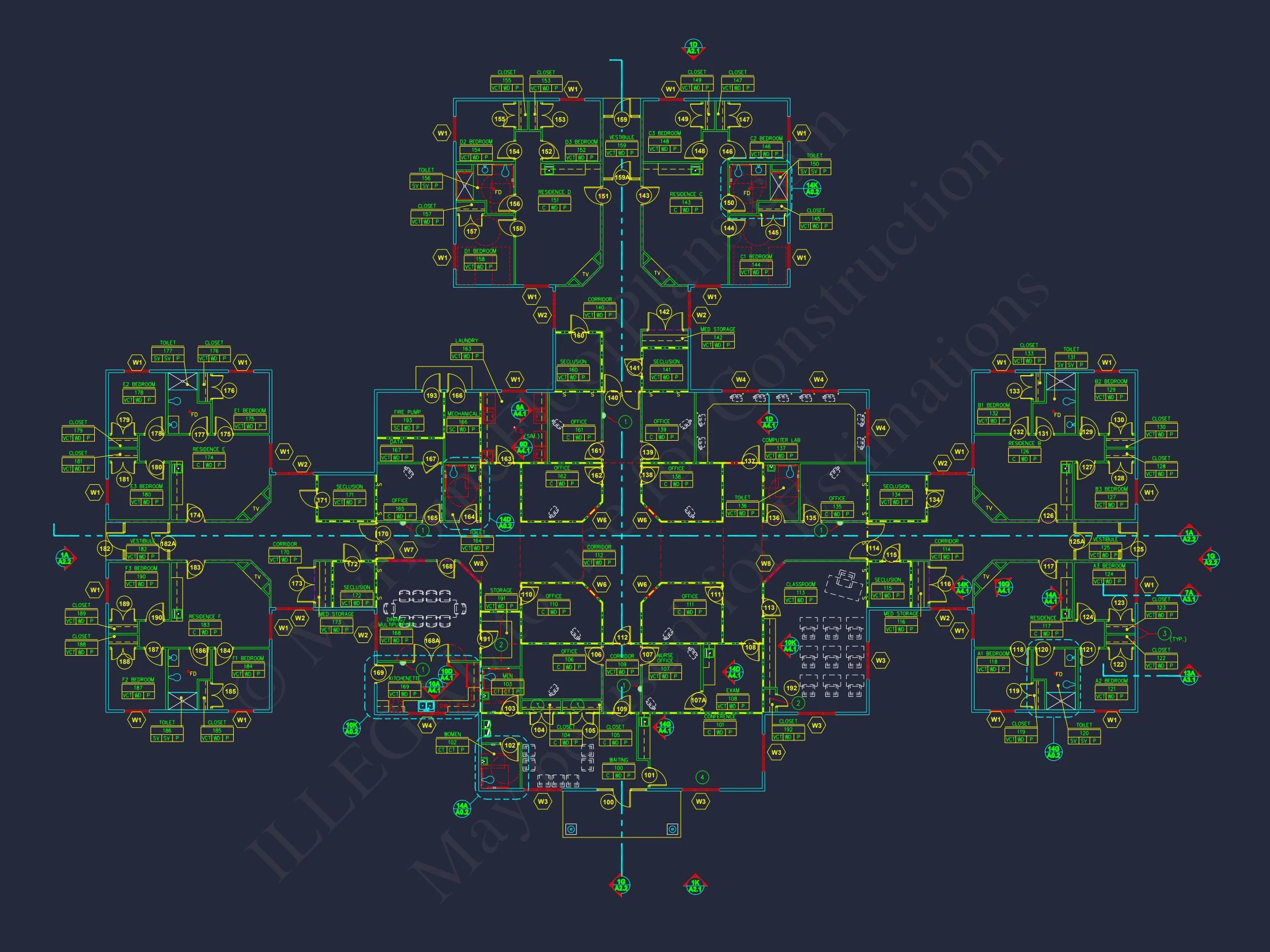 9-1589 BOARDING SCHOOL PLAN - Institutional House Plan with CAD Blueprint - 11, 991 SF Design 9 Institutional house Plan with CAD Blueprint - 11, 991 SF Design