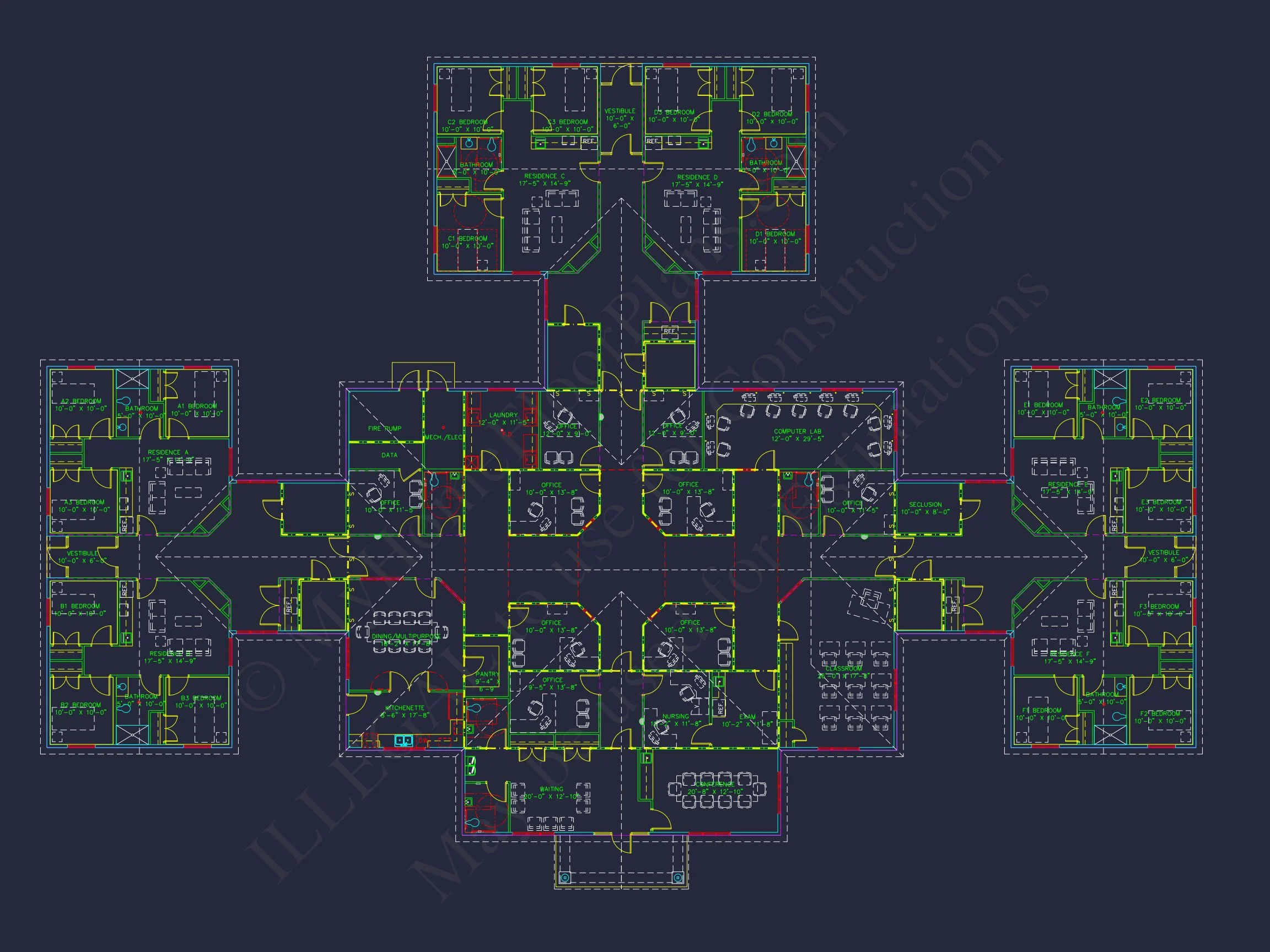 9-1589 BOARDING SCHOOL PLAN - Institutional House Plan with CAD Blueprint - 11, 991 SF Design 4 Institutional house Plan with CAD Blueprint - 11, 991 SF Design