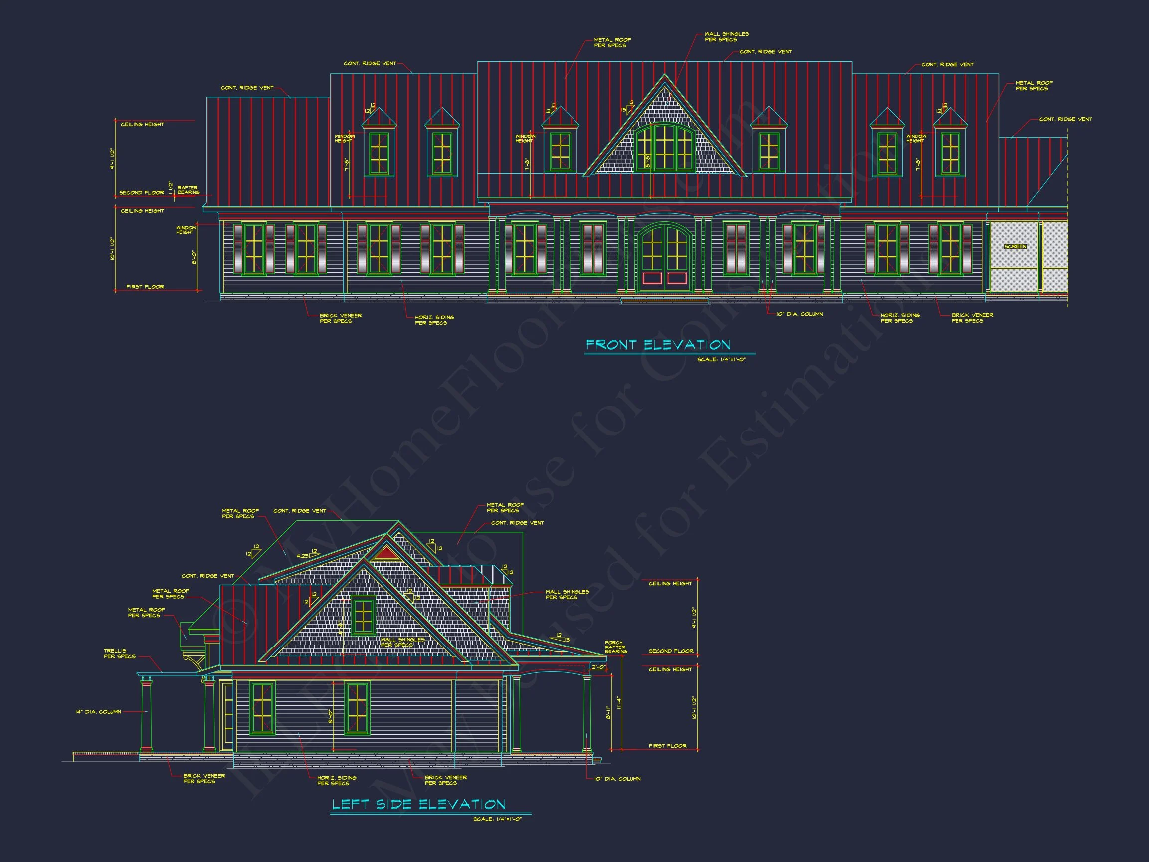 9-1342 HOUSE PLAN - Elegant Cape Cod House Plan with 2 Stories & 6 Bedrooms 2 Elegant Cape Cod house Plan with 2 Stories & 6 Bedrooms