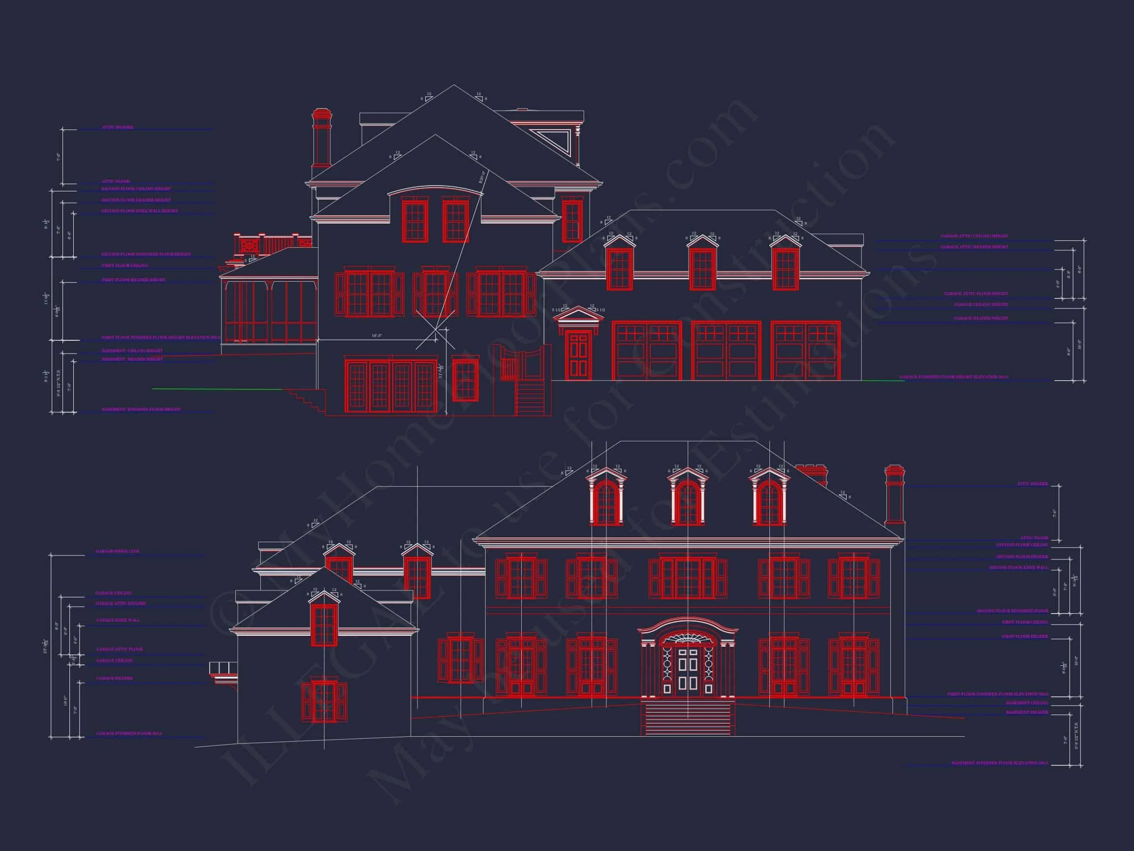 9-1338 HOUSE PLAN - Stunning Georgian House Plan with 4 Beds, 7 Baths, and 3 Stories 7 Stunning Georgian house Plan with 4 Beds, 7 Baths, and 3 Stories