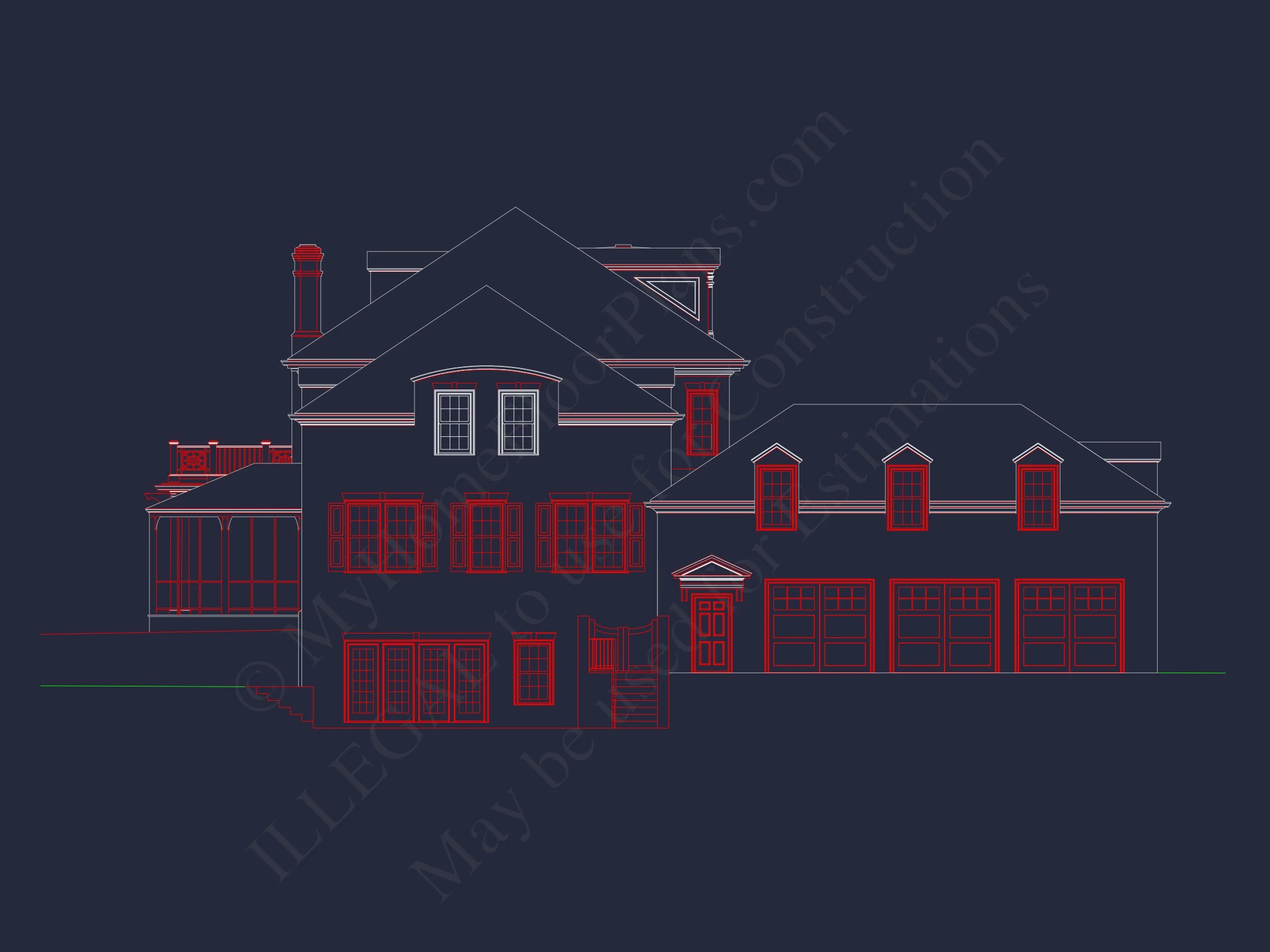 9-1338 HOUSE PLAN - Stunning Georgian House Plan with 4 Beds, 7 Baths, and 3 Stories 3 Stunning Georgian house Plan with 4 Beds, 7 Baths, and 3 Stories