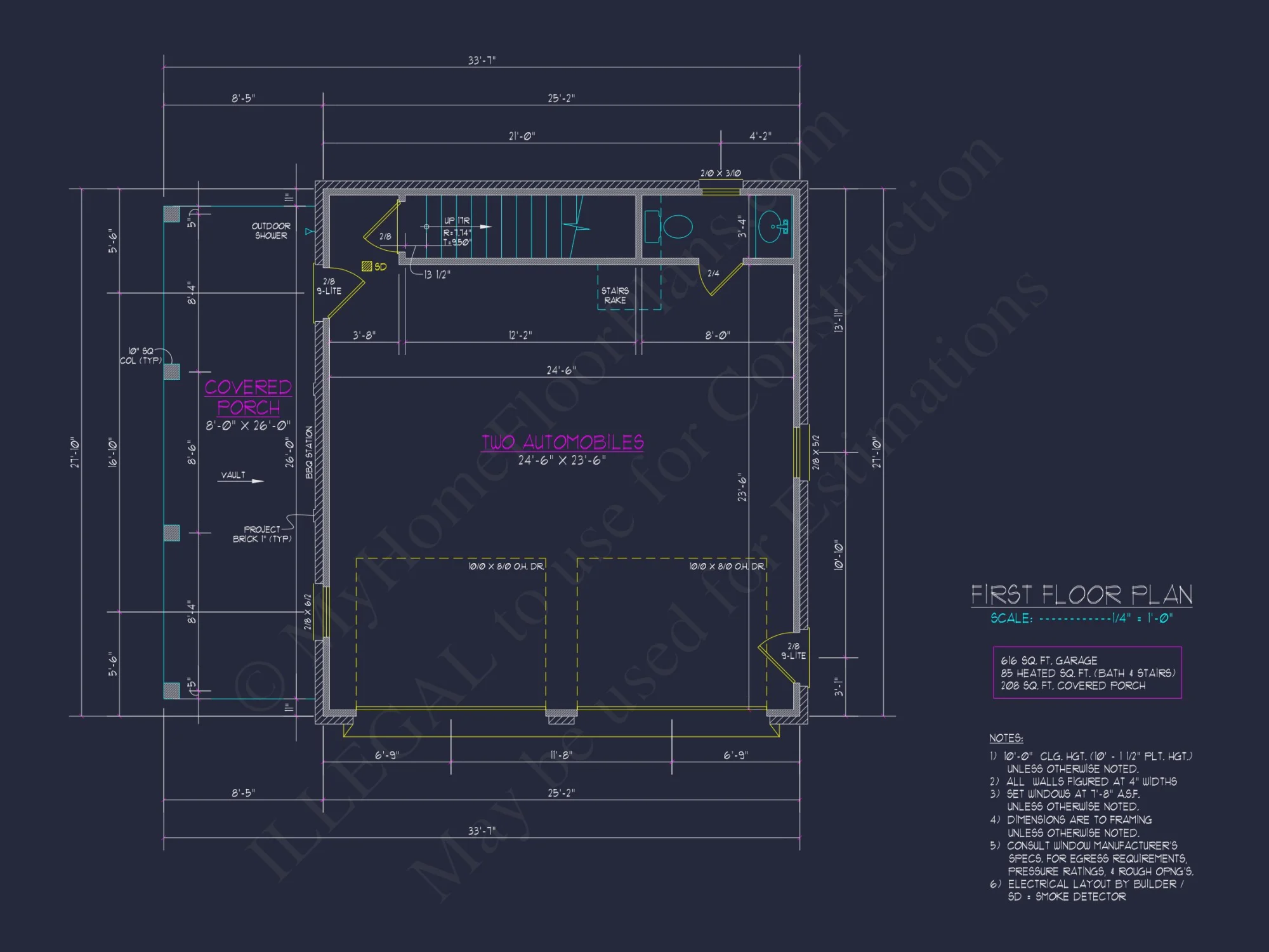 Compact house Plan with Garage, CAD Designs, and Recreation