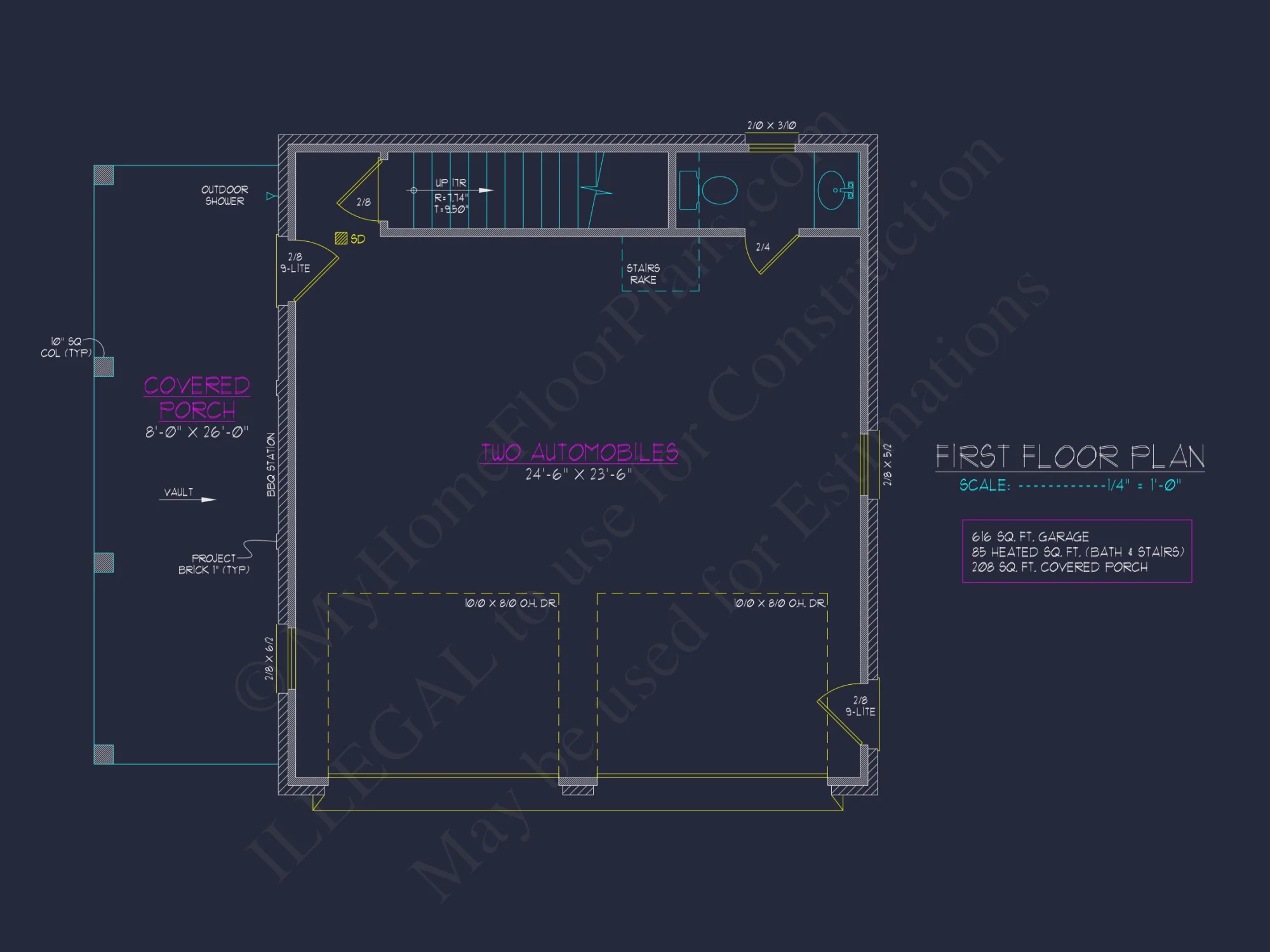 Compact house Plan with Garage, CAD Designs, and Recreation