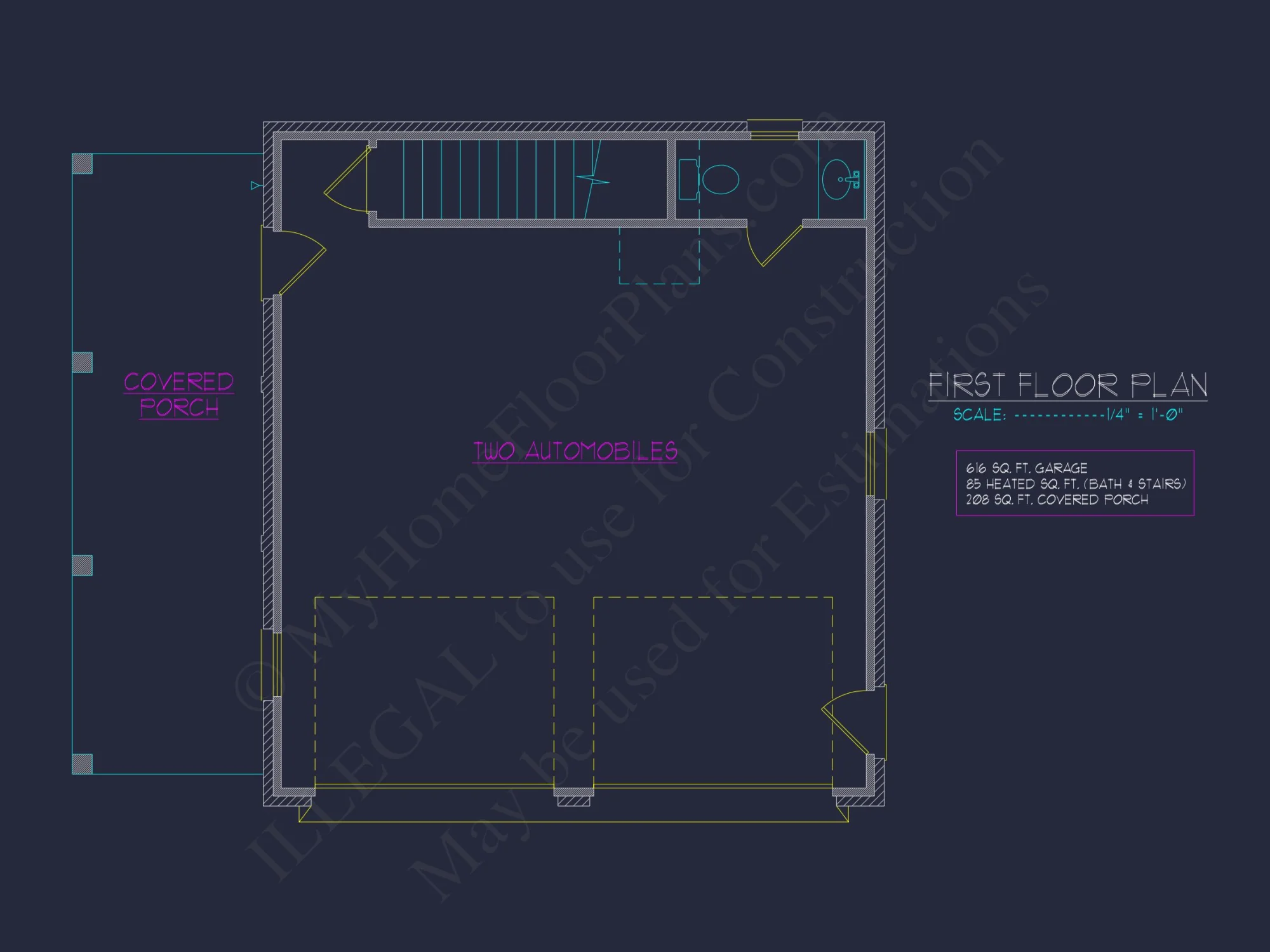 Compact house Plan with Garage, CAD Designs, and Recreation