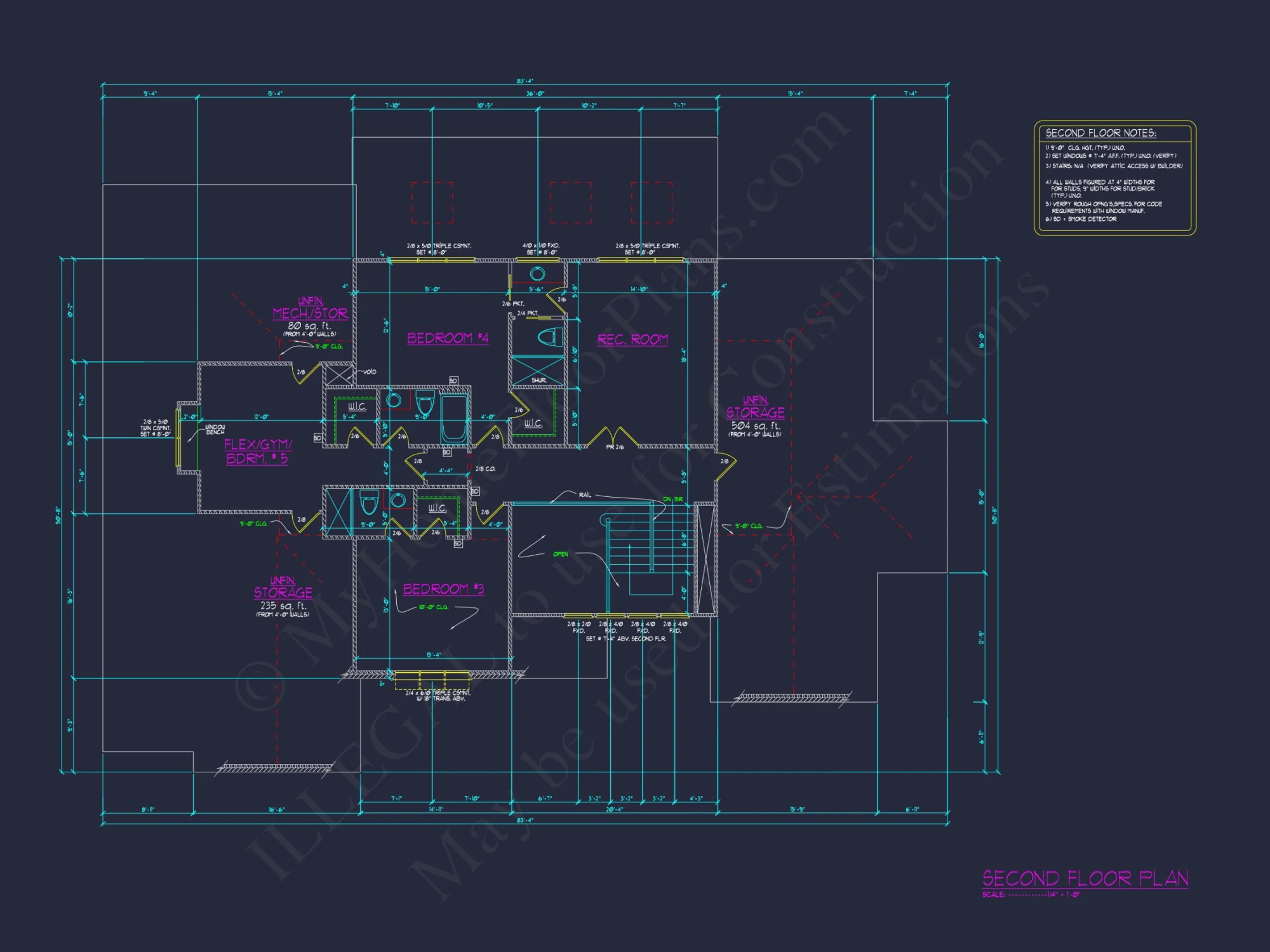 Modern house Floor Plan with 2 Floors, 5 Beds, and Open Layout
