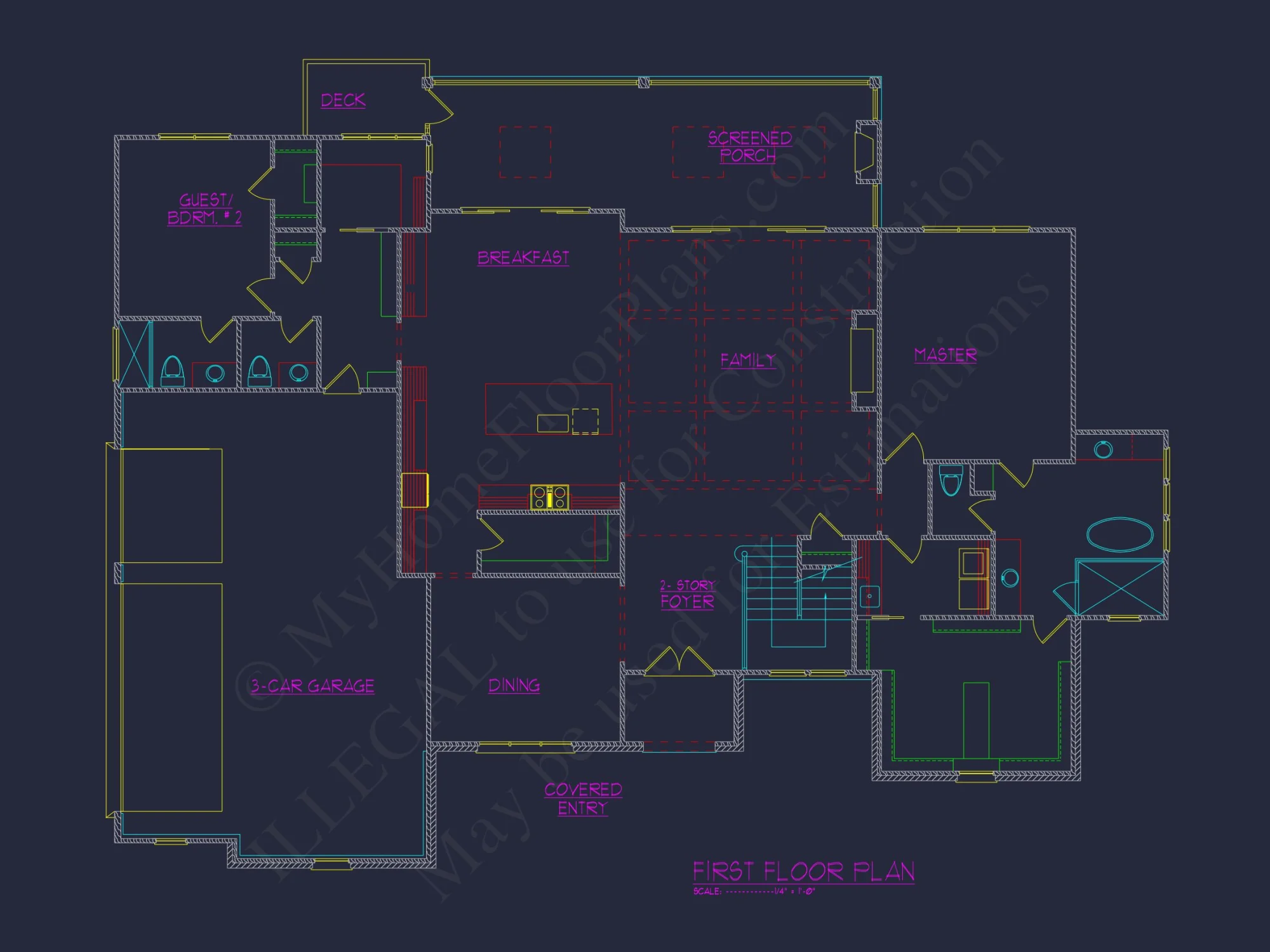 Modern house Floor Plan with 2 Floors, 5 Beds, and Open Layout