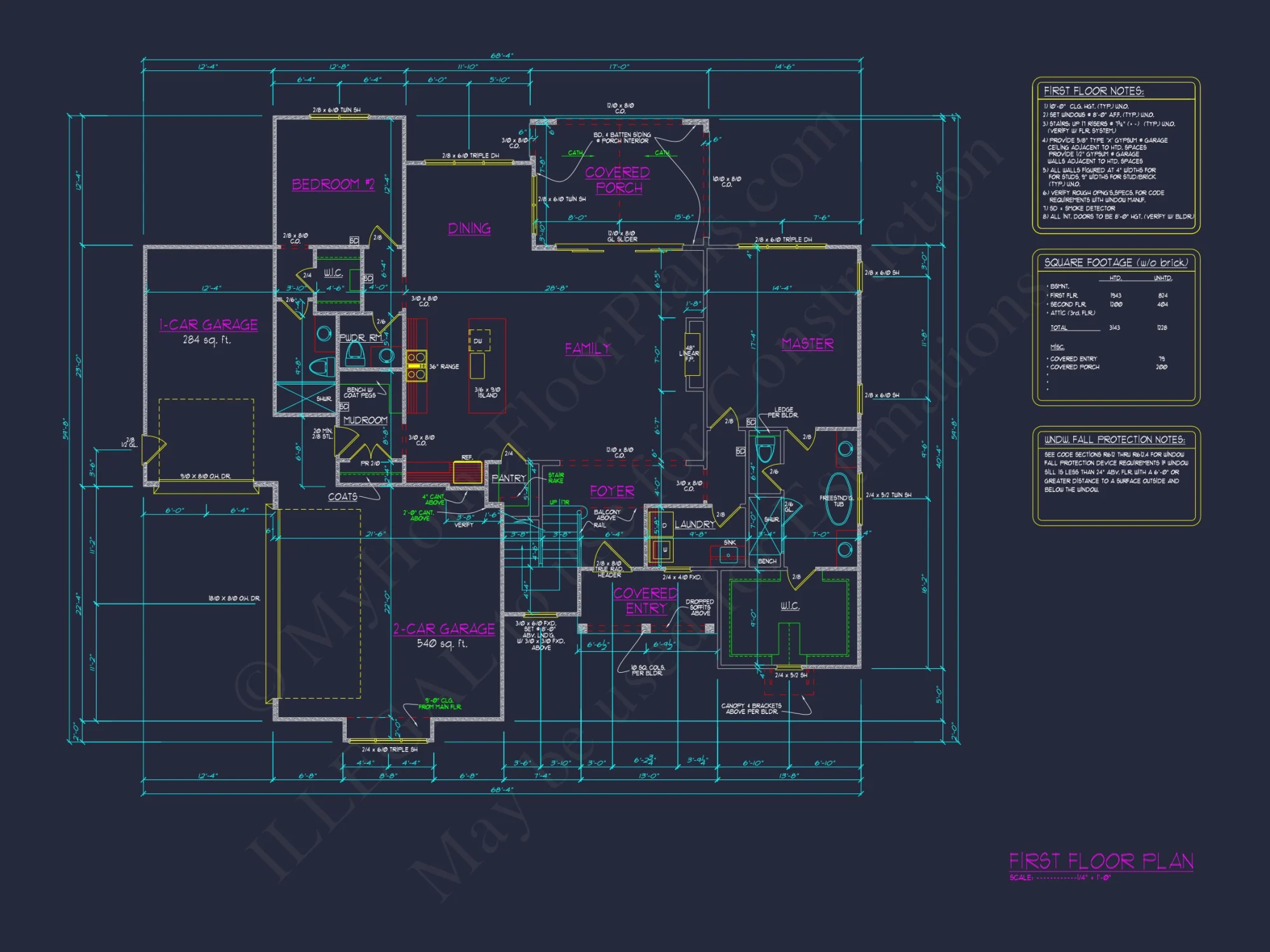 Spacious house Plan with Vaulted Ceilings, CAD Designs & Blueprint