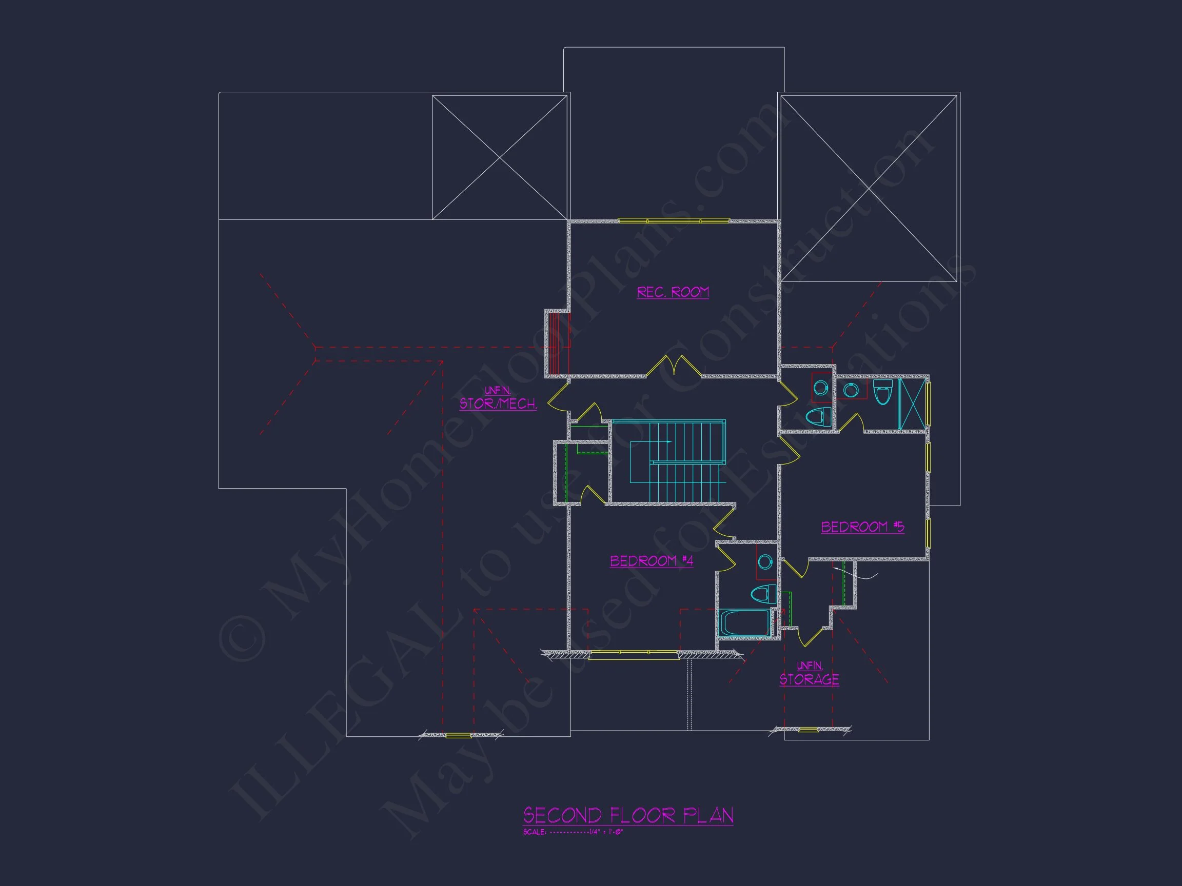 20-1540 HOUSE PLAN - Modern Craftsman House Floor Plan with 5 Bedrooms and CAD Designs 8 Modern Craftsman house Floor Plan with 5 Bedrooms and CAD Designs