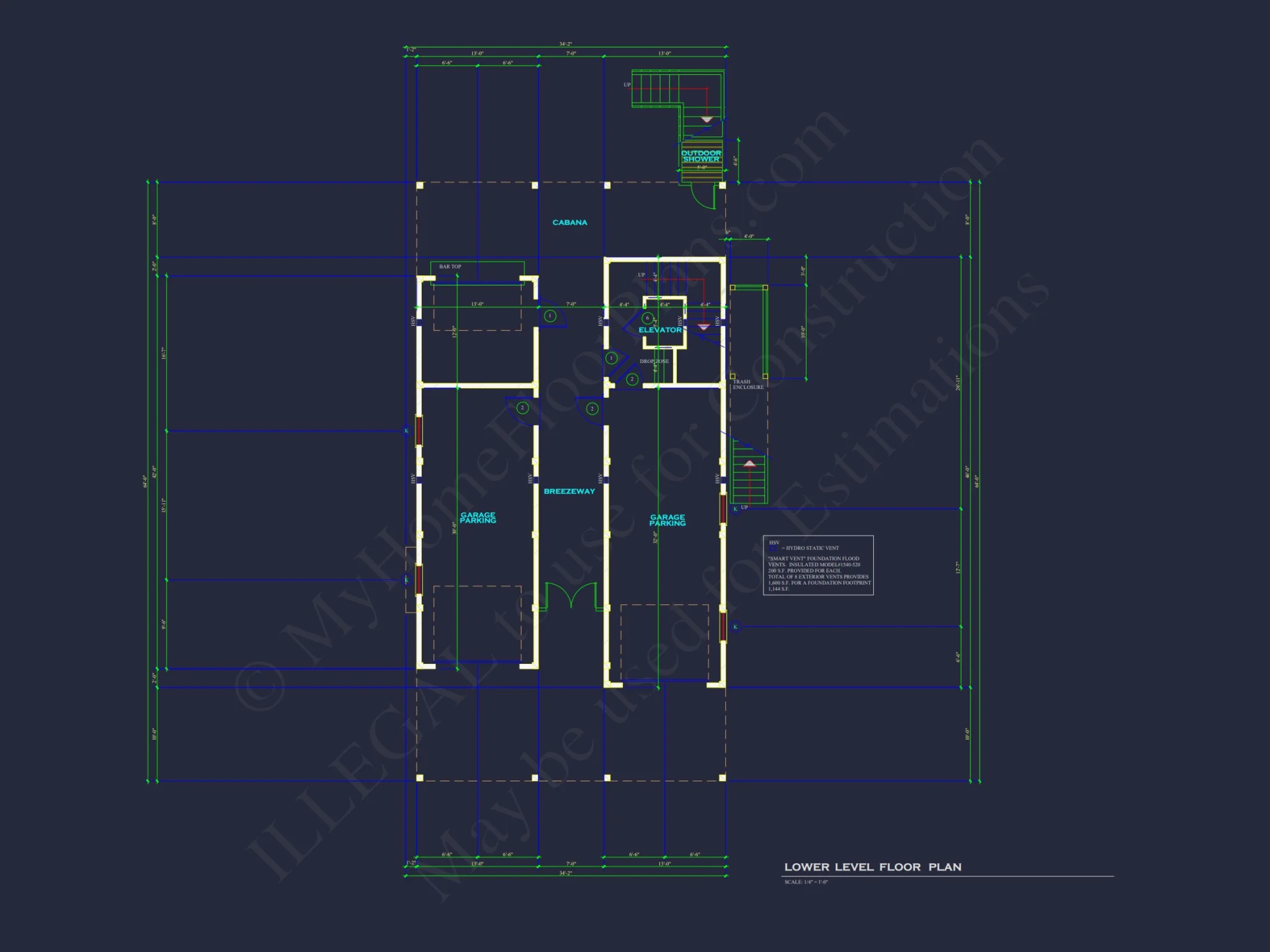 Modern Coastal house Plan with 3 Floors and CAD Designs