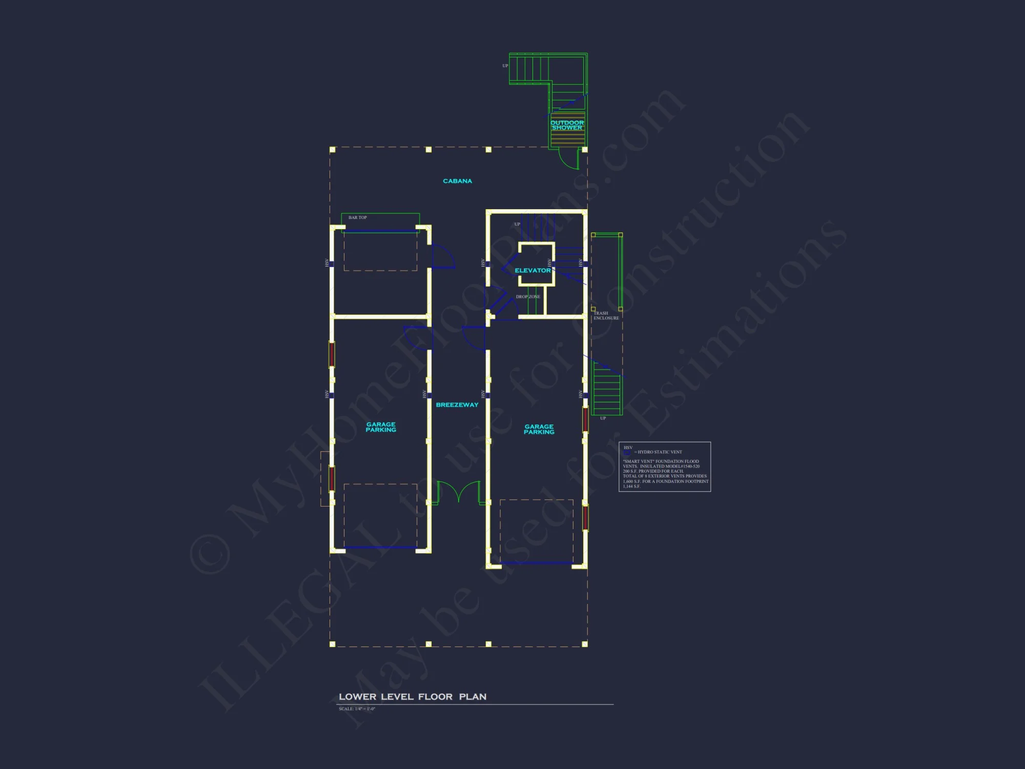 Modern Coastal house Plan with 3 Floors and CAD Designs