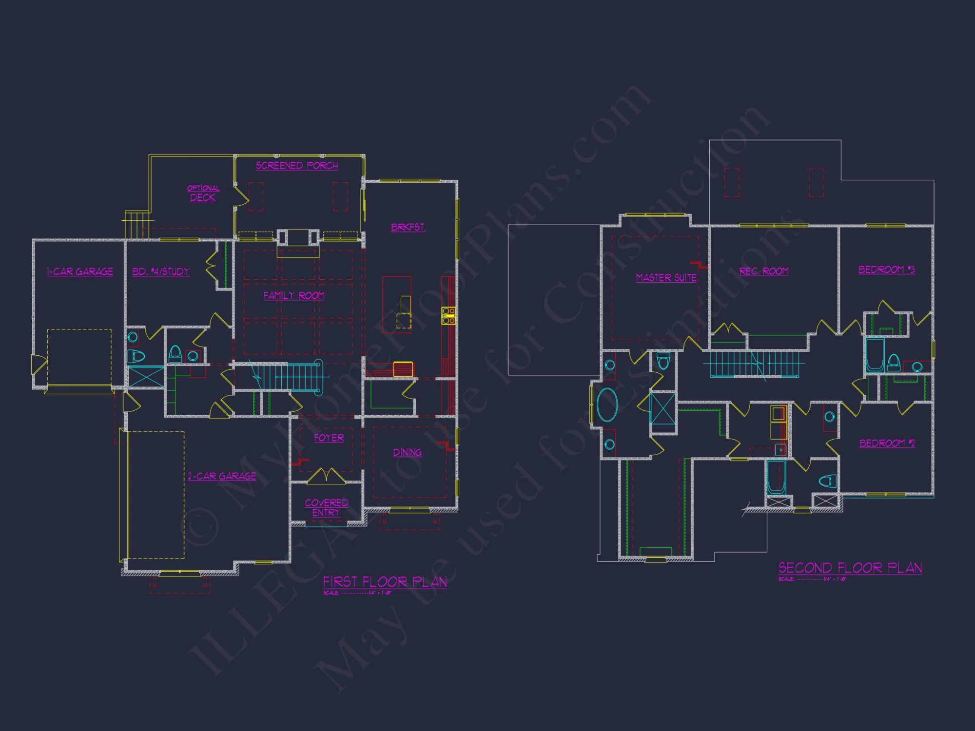 Elegant 3-Story house Plan with 5 Bedrooms and Modern CAD Designs