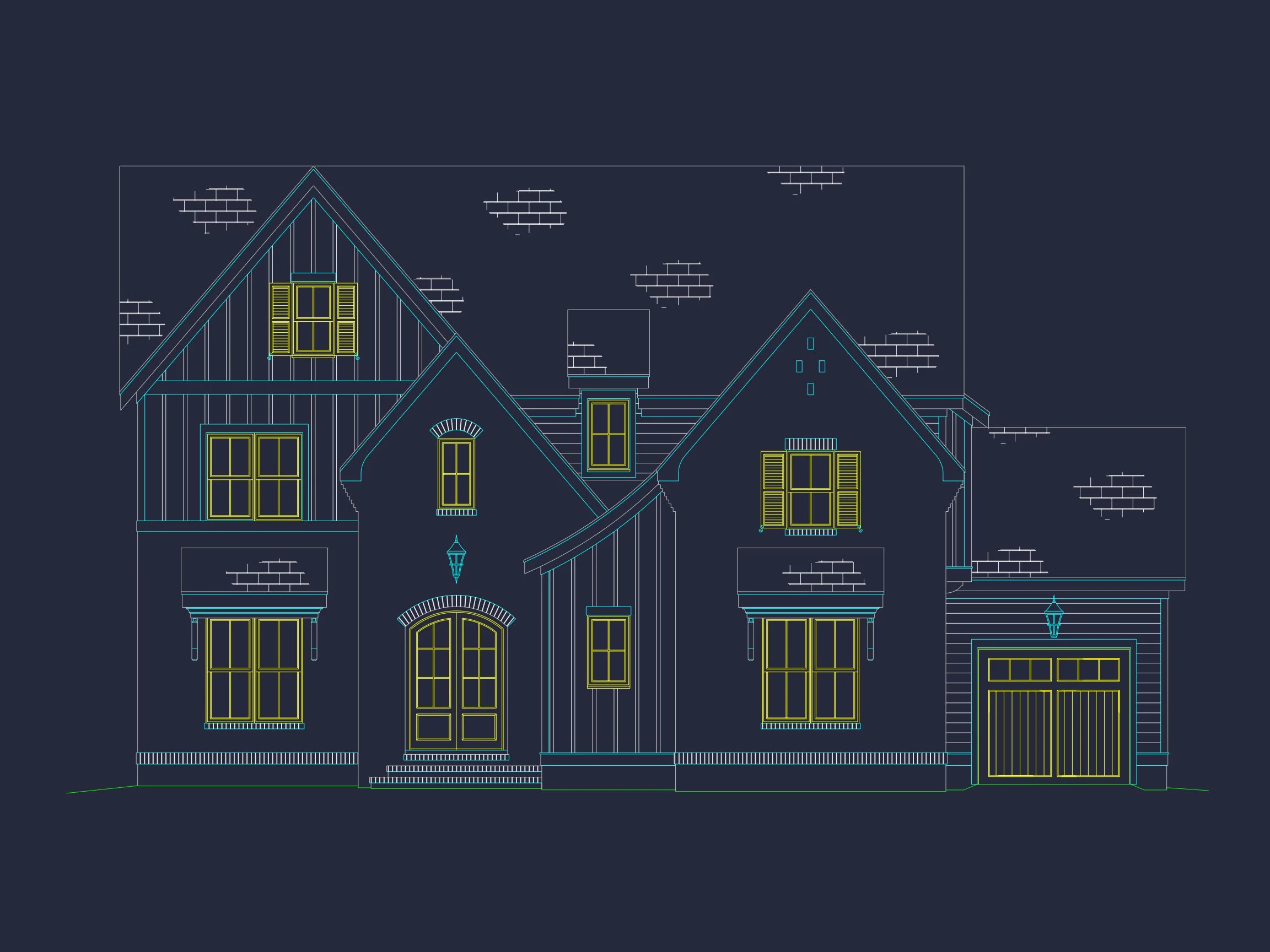 20-1249A HOUSE PLAN - Transitional Tudor House Plan – 5-Bed, 5-Bath, 4,000+ SF 32 Custom Transitional house Plan with 5 Bedrooms