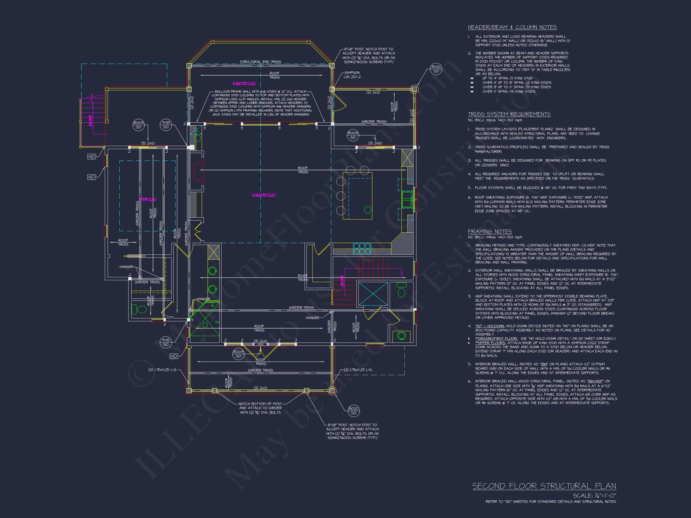 19-2346 HOUSE PLAN - Stunning Coastal House Plan with 5 Bedrooms, 3 Floors, and CAD Designs 17 Stunning Coastal house Plan with 5 Bedrooms, 3 Floors, and CAD Designs