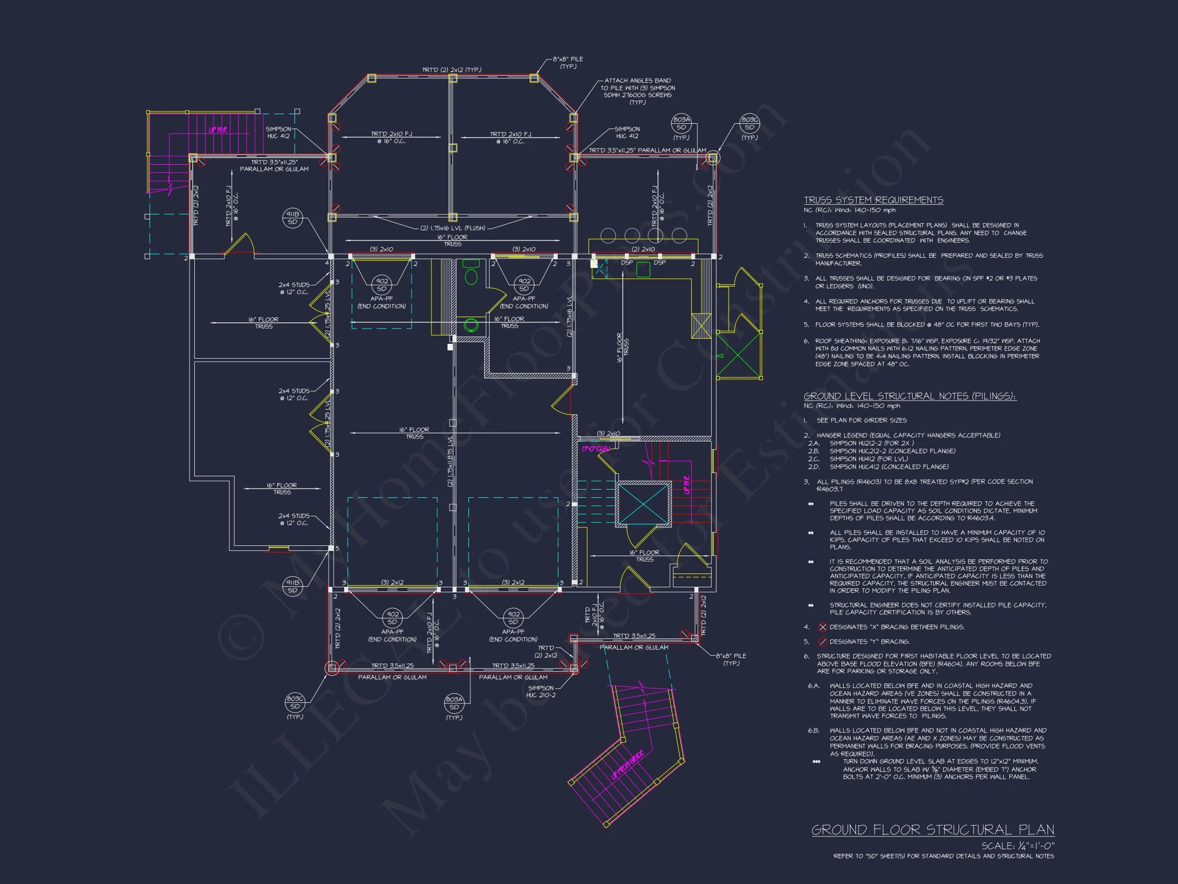 19-2346 HOUSE PLAN - Stunning Coastal House Plan with 5 Bedrooms, 3 Floors, and CAD Designs 15 Stunning Coastal house Plan with 5 Bedrooms, 3 Floors, and CAD Designs