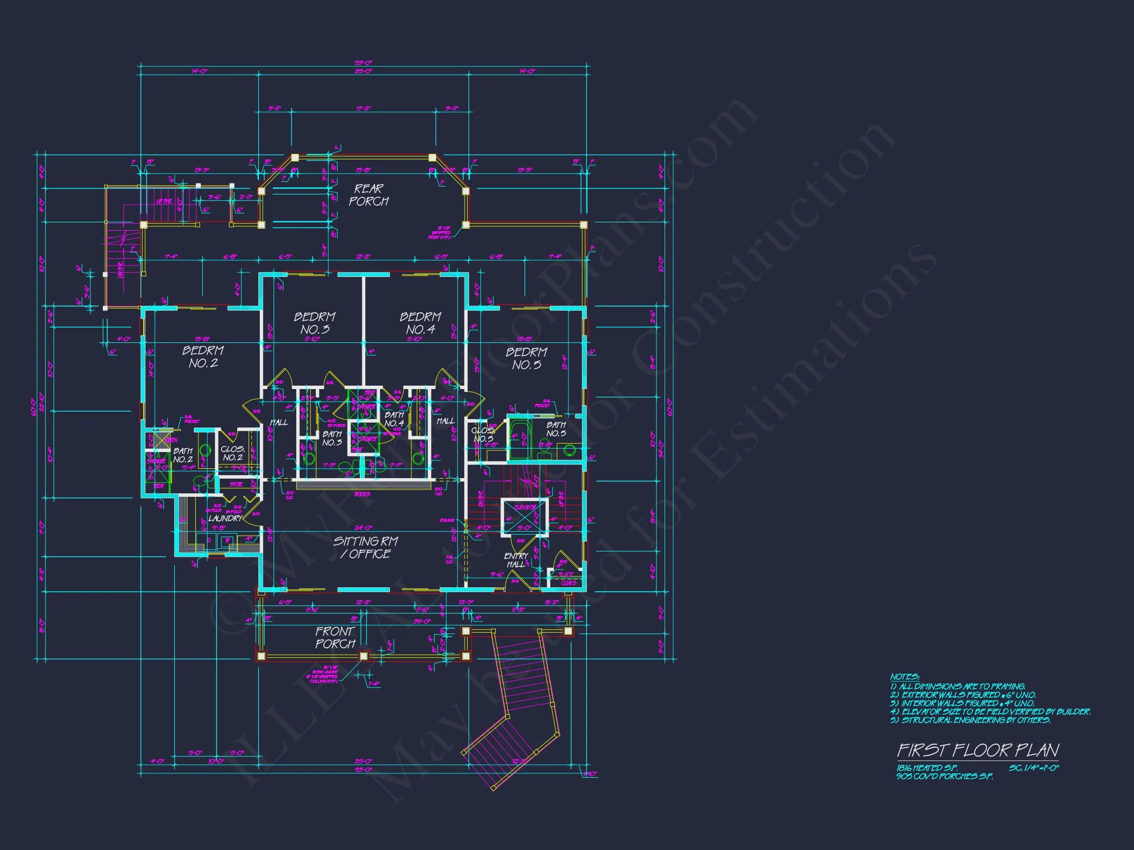19-2346 HOUSE PLAN - Stunning Coastal House Plan with 5 Bedrooms, 3 Floors, and CAD Designs 12 Stunning Coastal house Plan with 5 Bedrooms, 3 Floors, and CAD Designs