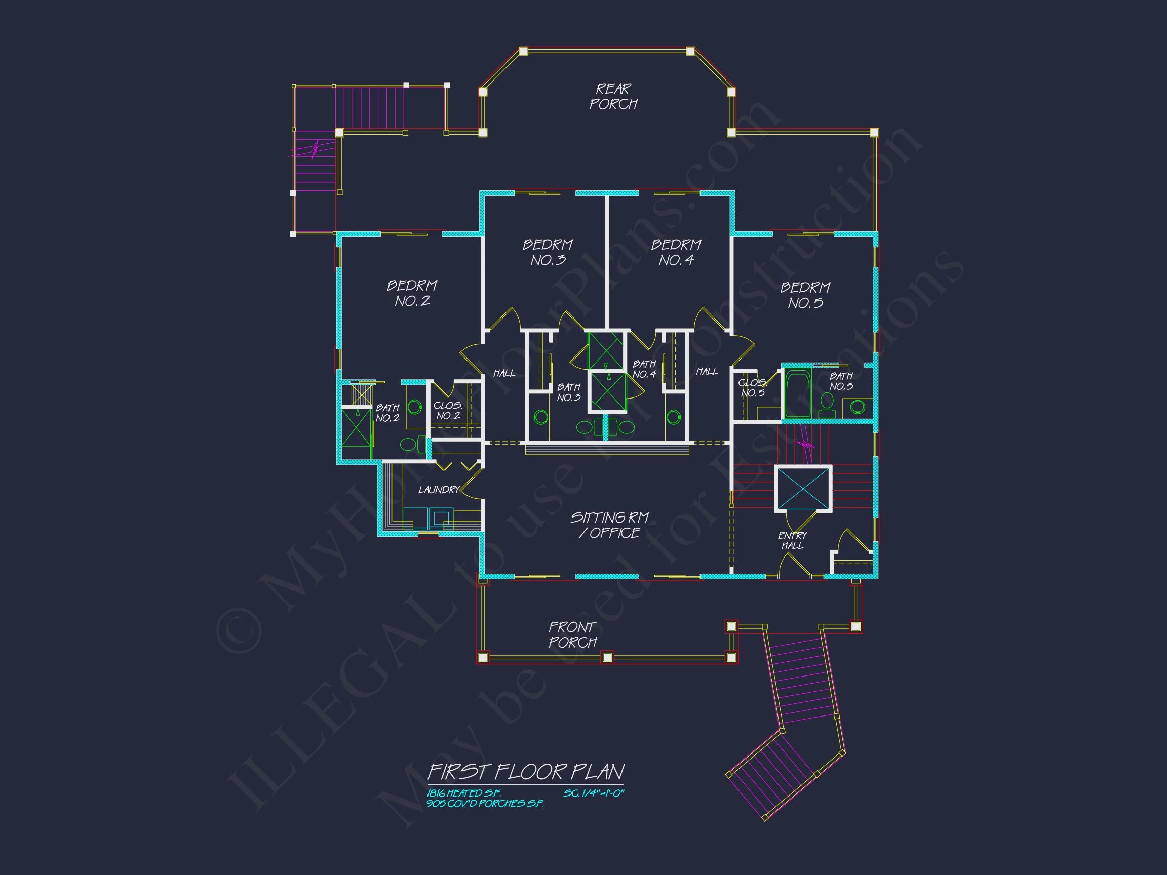 19-2346 HOUSE PLAN - Stunning Coastal House Plan with 5 Bedrooms, 3 Floors, and CAD Designs 9 Stunning Coastal house Plan with 5 Bedrooms, 3 Floors, and CAD Designs