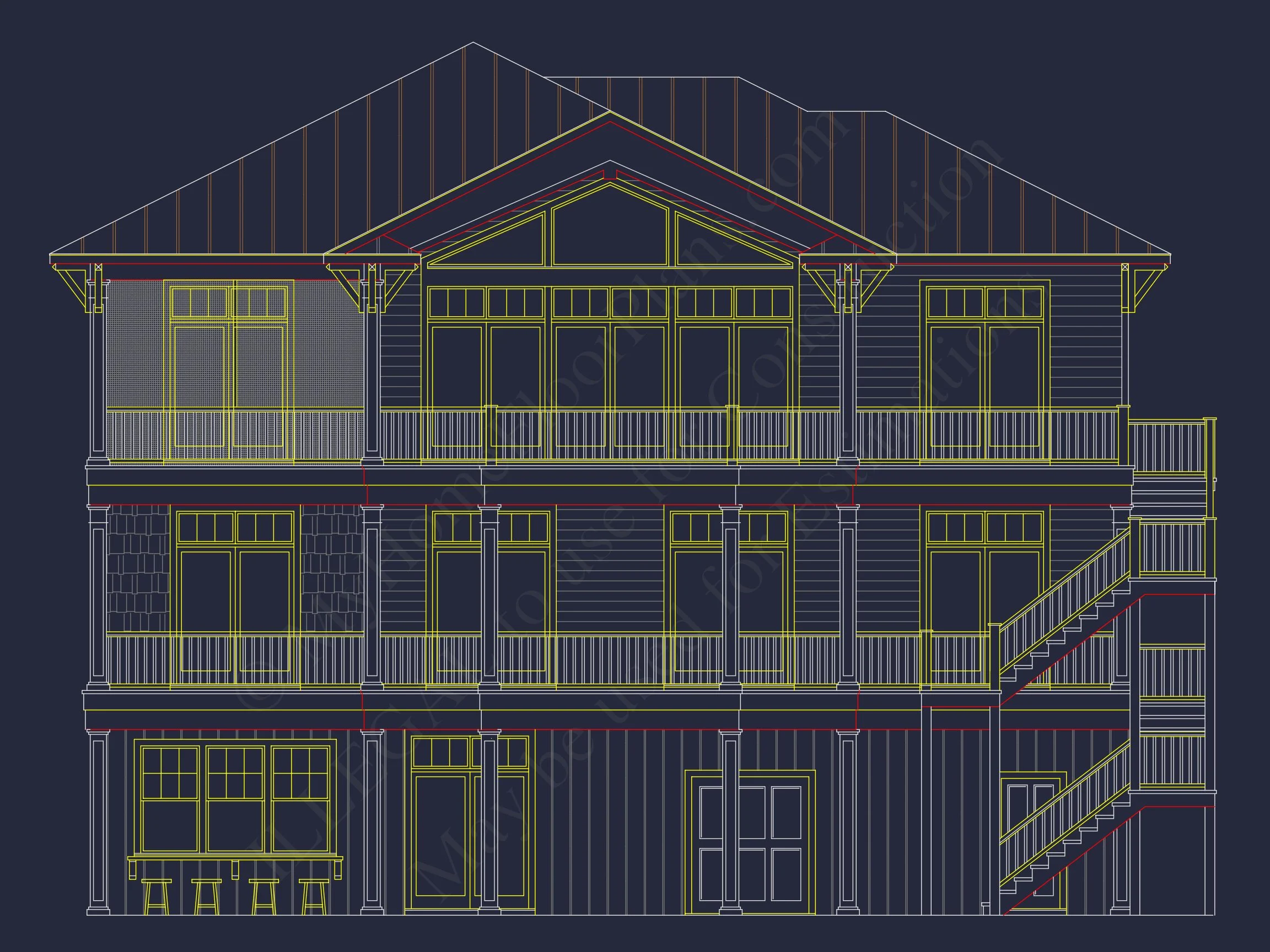 19-2346 HOUSE PLAN - Stunning Coastal House Plan with 5 Bedrooms, 3 Floors, and CAD Designs 6 Stunning Coastal house Plan with 5 Bedrooms, 3 Floors, and CAD Designs