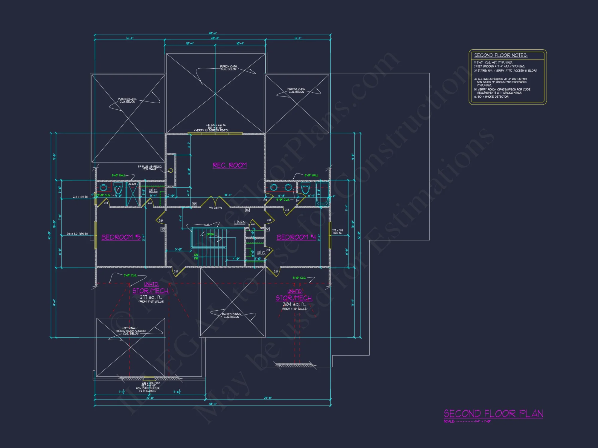 Modern house Floor Plan with 5 Bedrooms, CAD Blueprint Designs