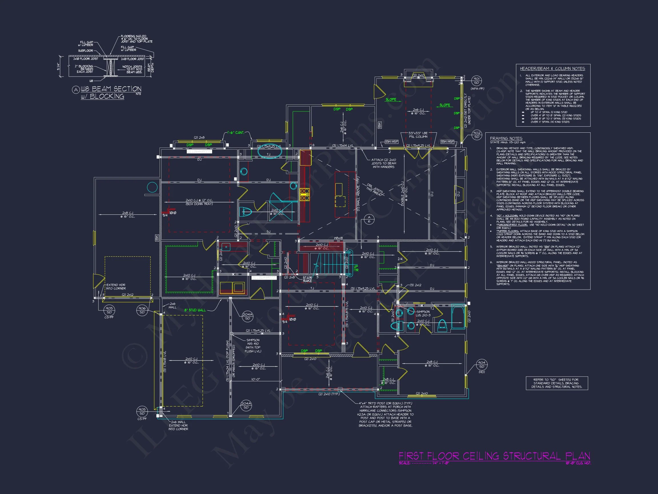 19-1629 HOUSE PLAN - Charming Craftsman House Floor Plan: 5 Beds, 5 Baths, CAD 11 Charming Craftsman house Floor Plan: 5 Beds, 5 Baths, CAD