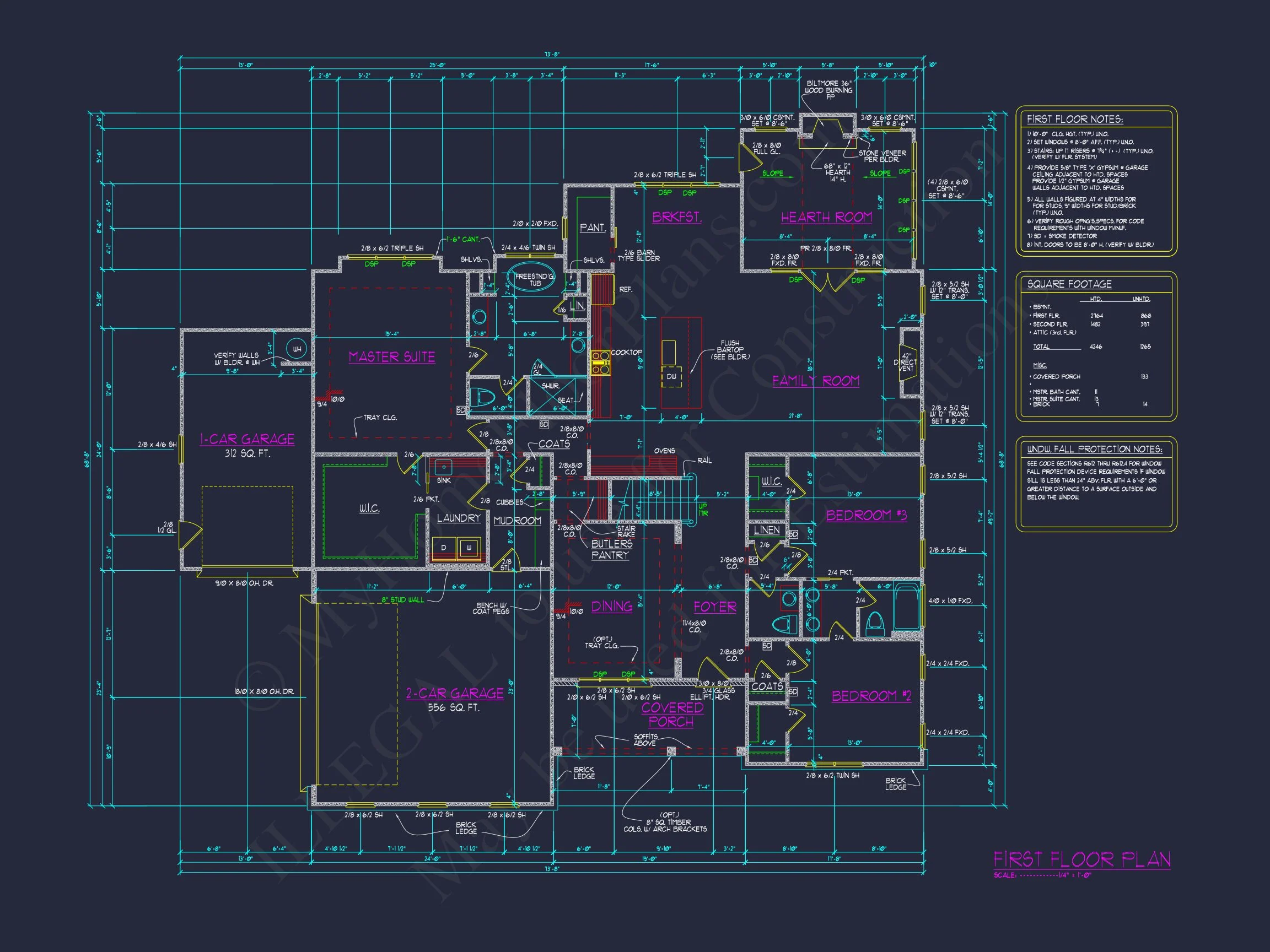 19-1629 HOUSE PLAN - Charming Craftsman House Floor Plan: 5 Beds, 5 Baths, CAD 8 Charming Craftsman house Floor Plan: 5 Beds, 5 Baths, CAD
