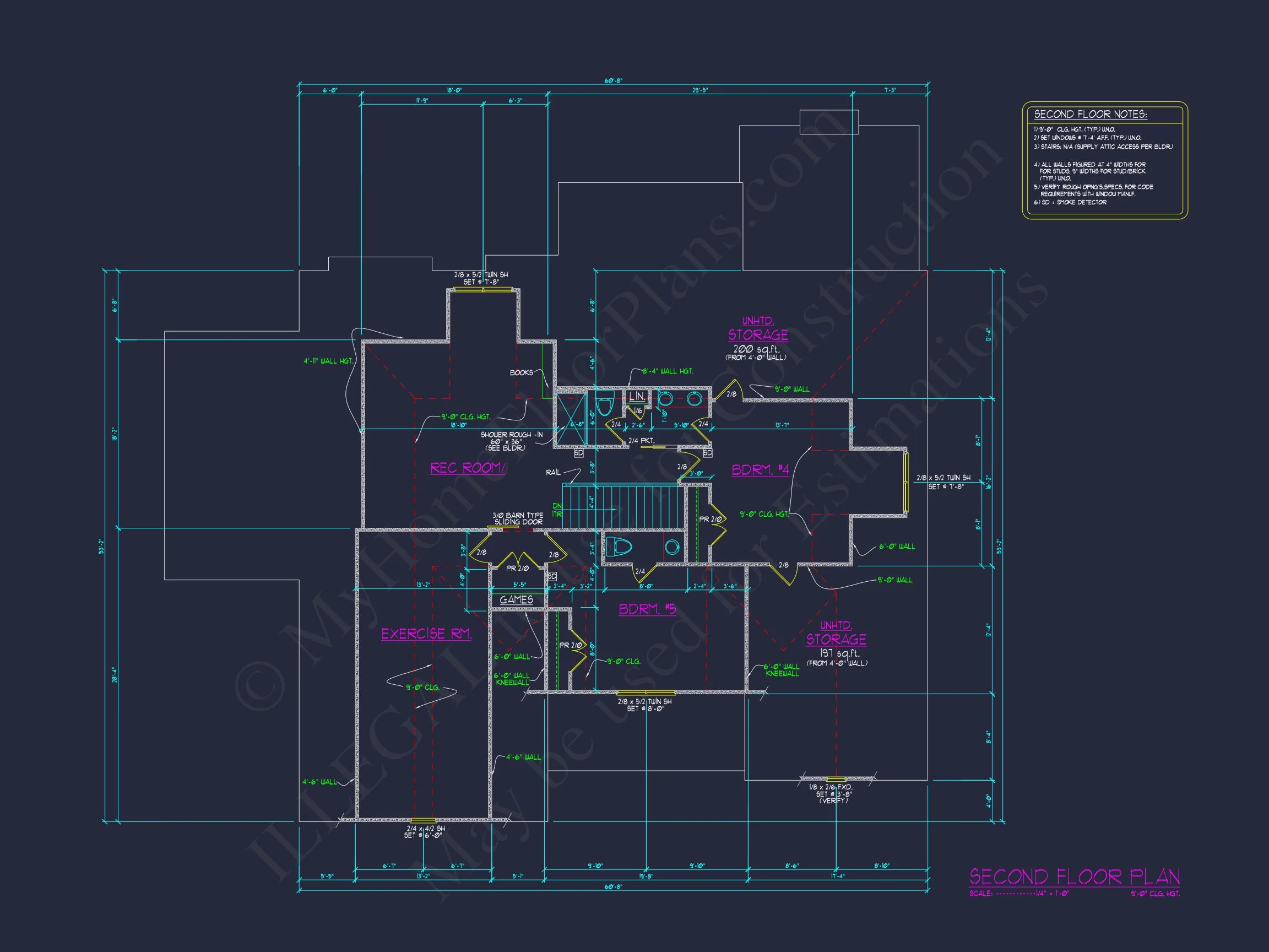 19-1629 HOUSE PLAN - Charming Craftsman House Floor Plan: 5 Beds, 5 Baths, CAD 9 Charming Craftsman house Floor Plan: 5 Beds, 5 Baths, CAD