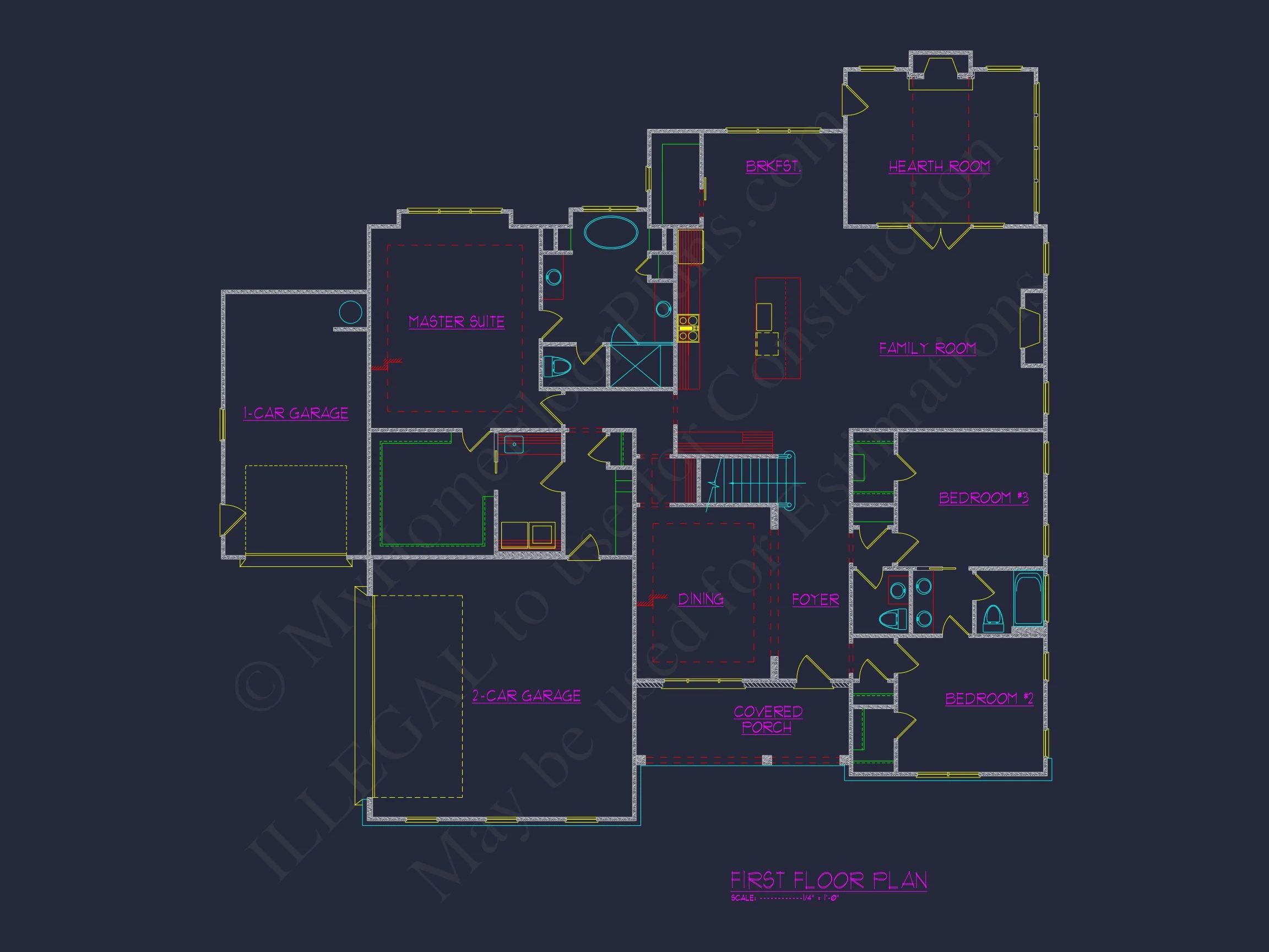 19-1629 HOUSE PLAN - Charming Craftsman House Floor Plan: 5 Beds, 5 Baths, CAD 6 Charming Craftsman house Floor Plan: 5 Beds, 5 Baths, CAD