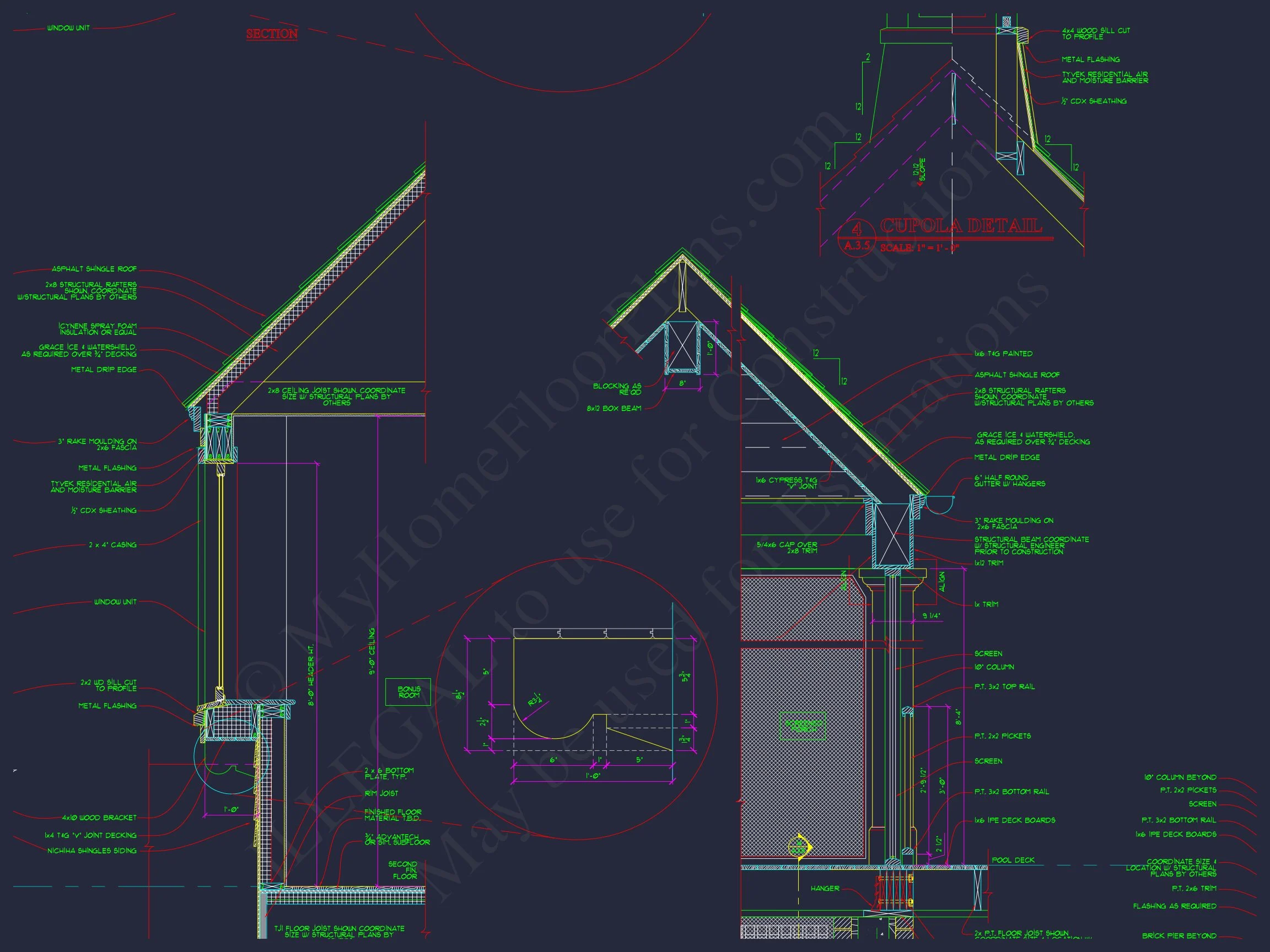 19-1599 HOUSE PLAN - Custom House Plan with 2-story CAD Blueprint and Designs 16 Custom house Plan with 2-story CAD Blueprint and Designs