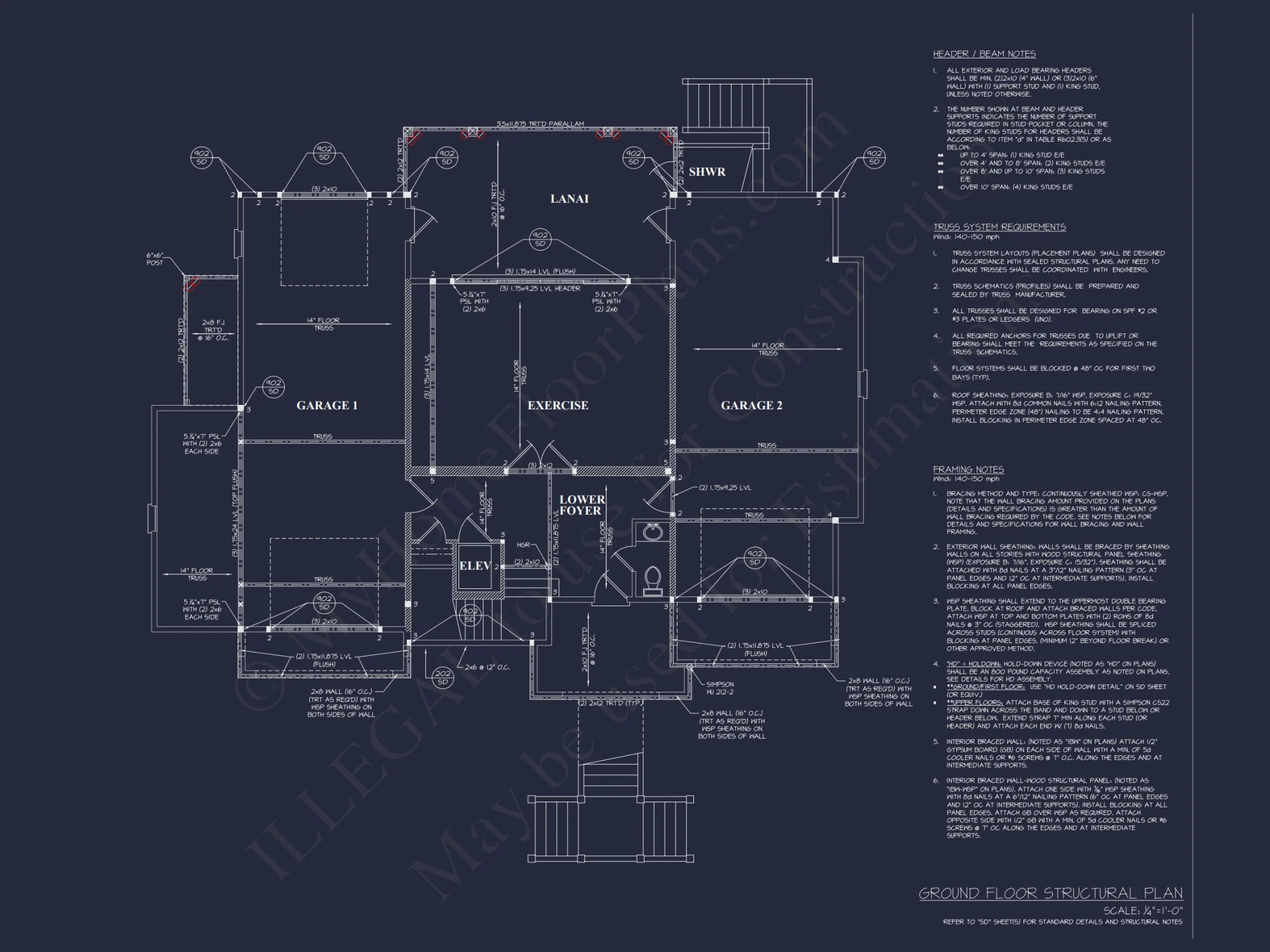 Spacious house Floor Plan: 2-Story Architectural Design with CAD Blueprint
