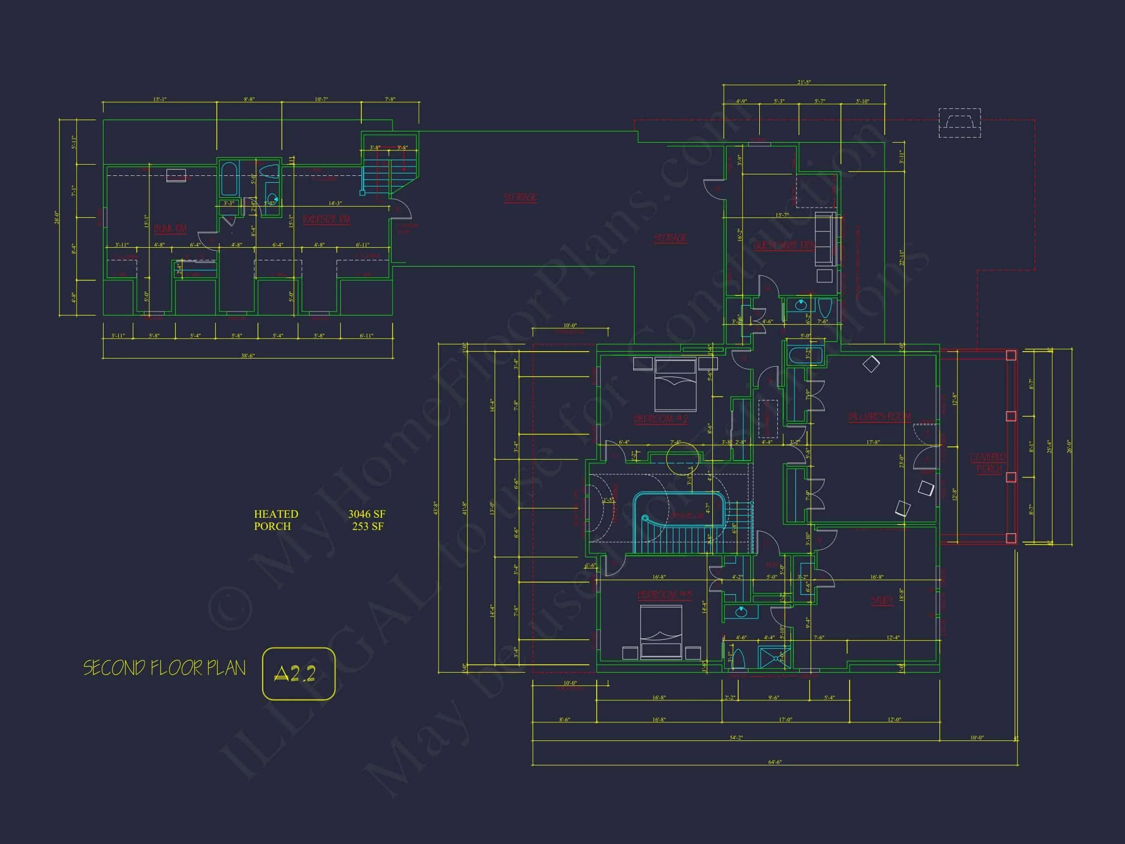 18-2052 HOUSE PLAN - Traditional House Plan with 2 Floors and CAD Designs Blueprint 16 Traditional house Plan with 2 Floors and CAD Designs Blueprint