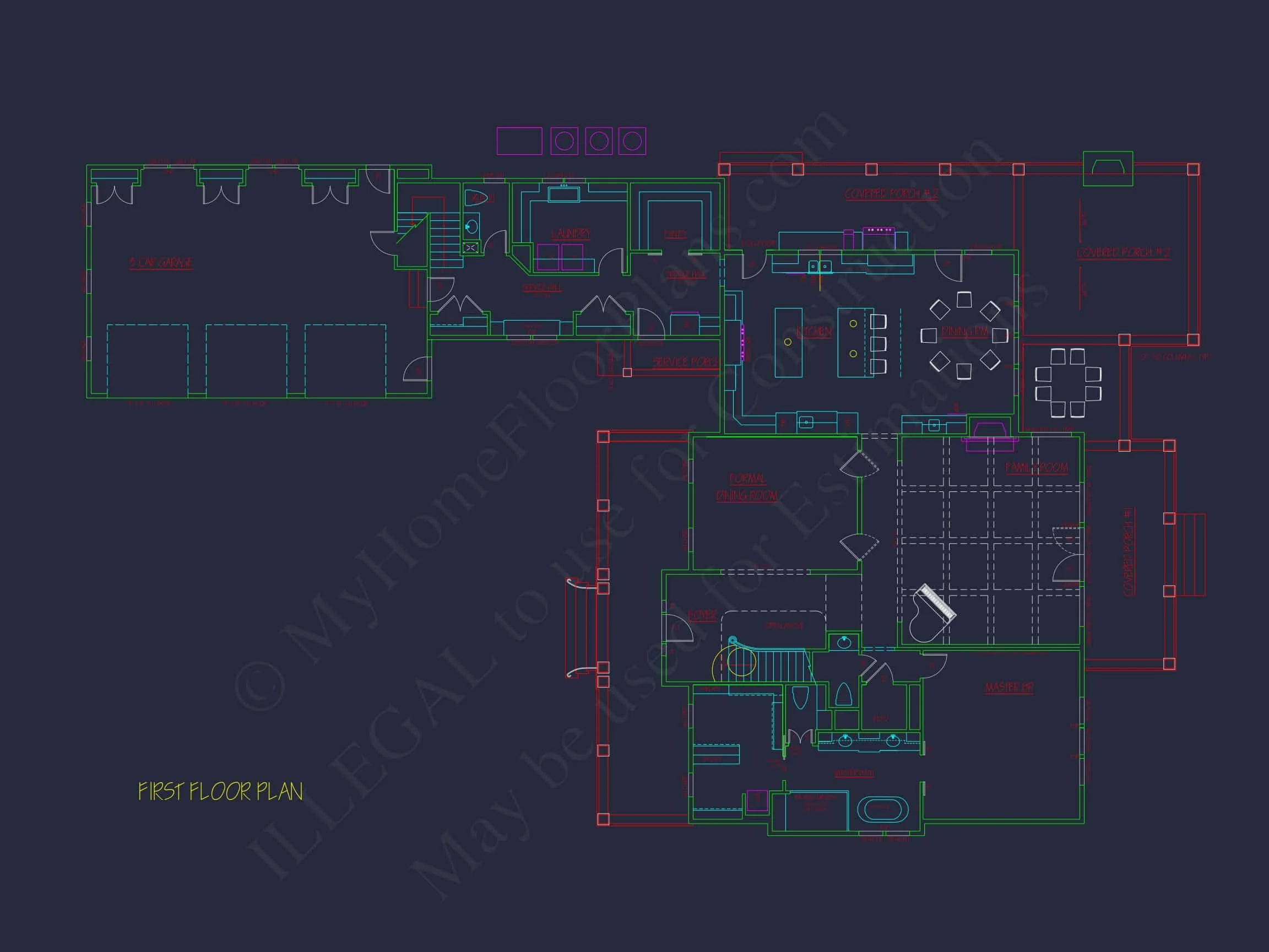 18-2052 HOUSE PLAN - Traditional House Plan with 2 Floors and CAD Designs Blueprint 7 Traditional house Plan with 2 Floors and CAD Designs Blueprint