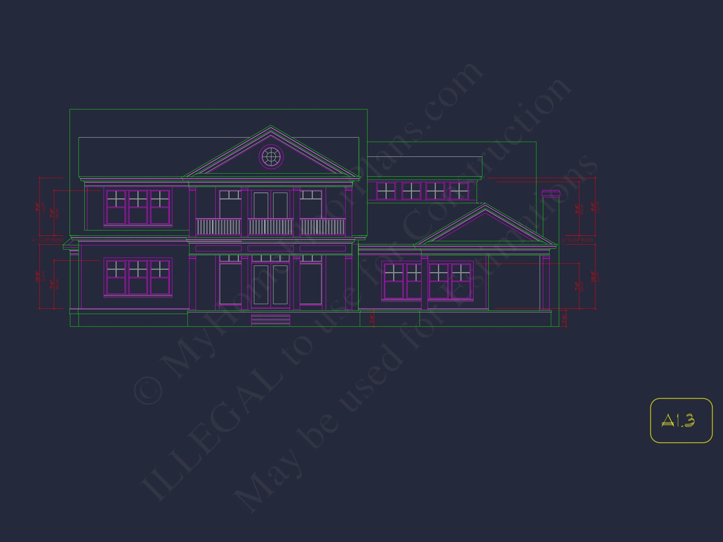 18-2052 HOUSE PLAN - Traditional House Plan with 2 Floors and CAD Designs Blueprint 3 Traditional house Plan with 2 Floors and CAD Designs Blueprint
