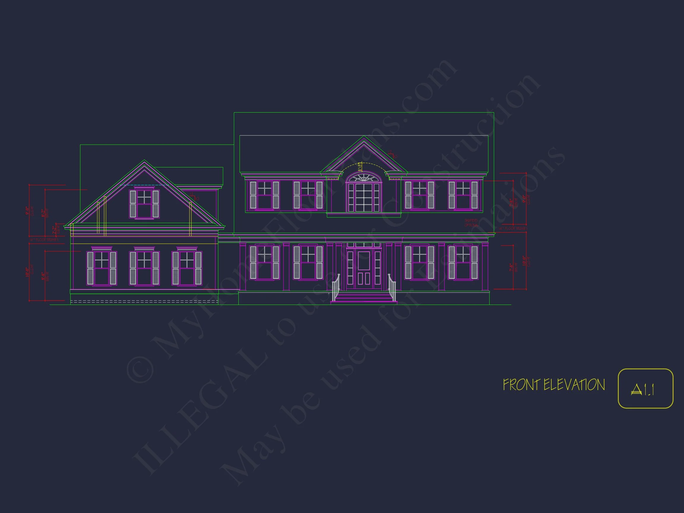 18-2052 HOUSE PLAN - Traditional House Plan with 2 Floors and CAD Designs Blueprint 2 Traditional house Plan with 2 Floors and CAD Designs Blueprint