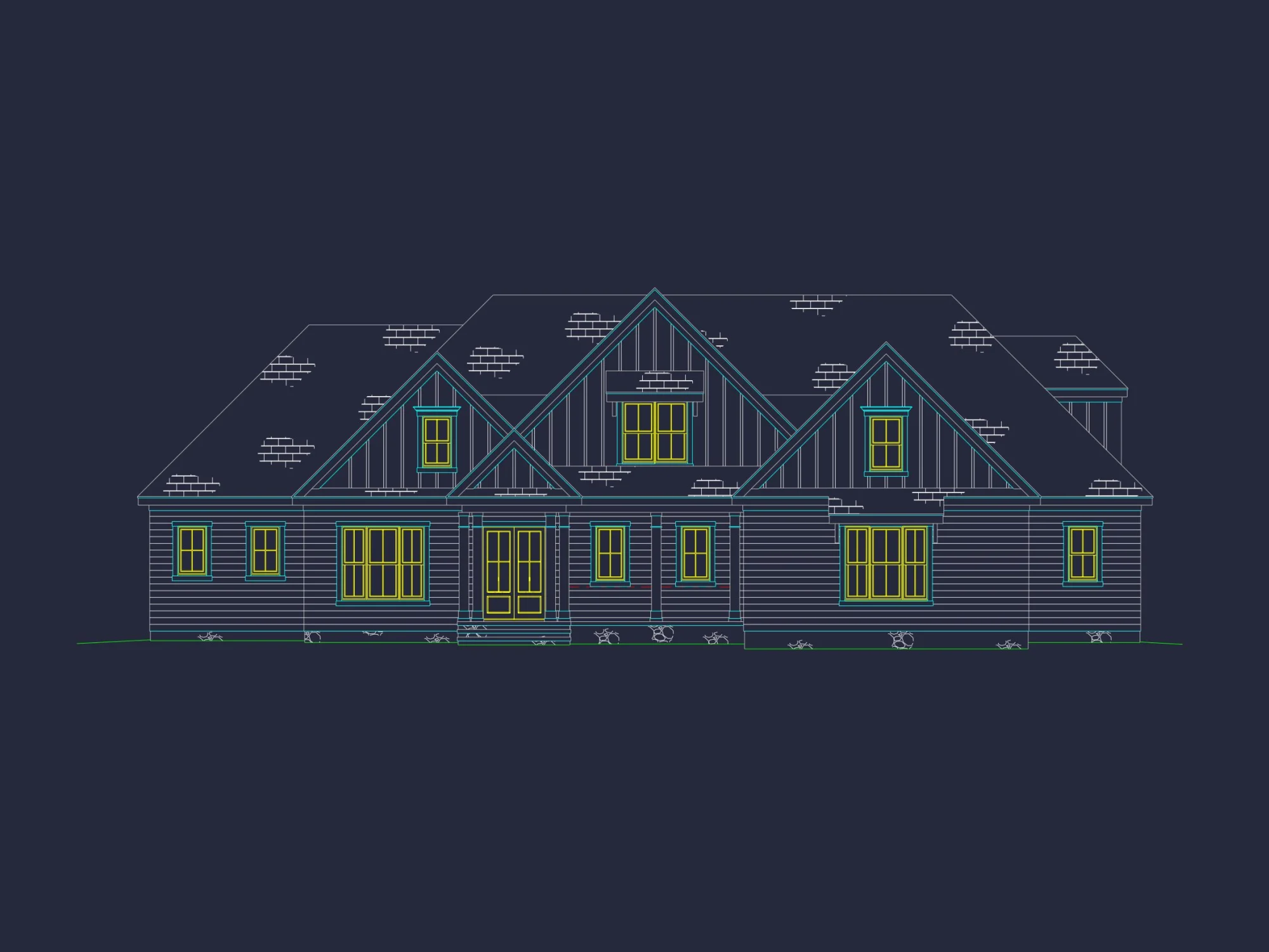 Elegant house Plan with Spacious Floor Design and CAD Blueprint