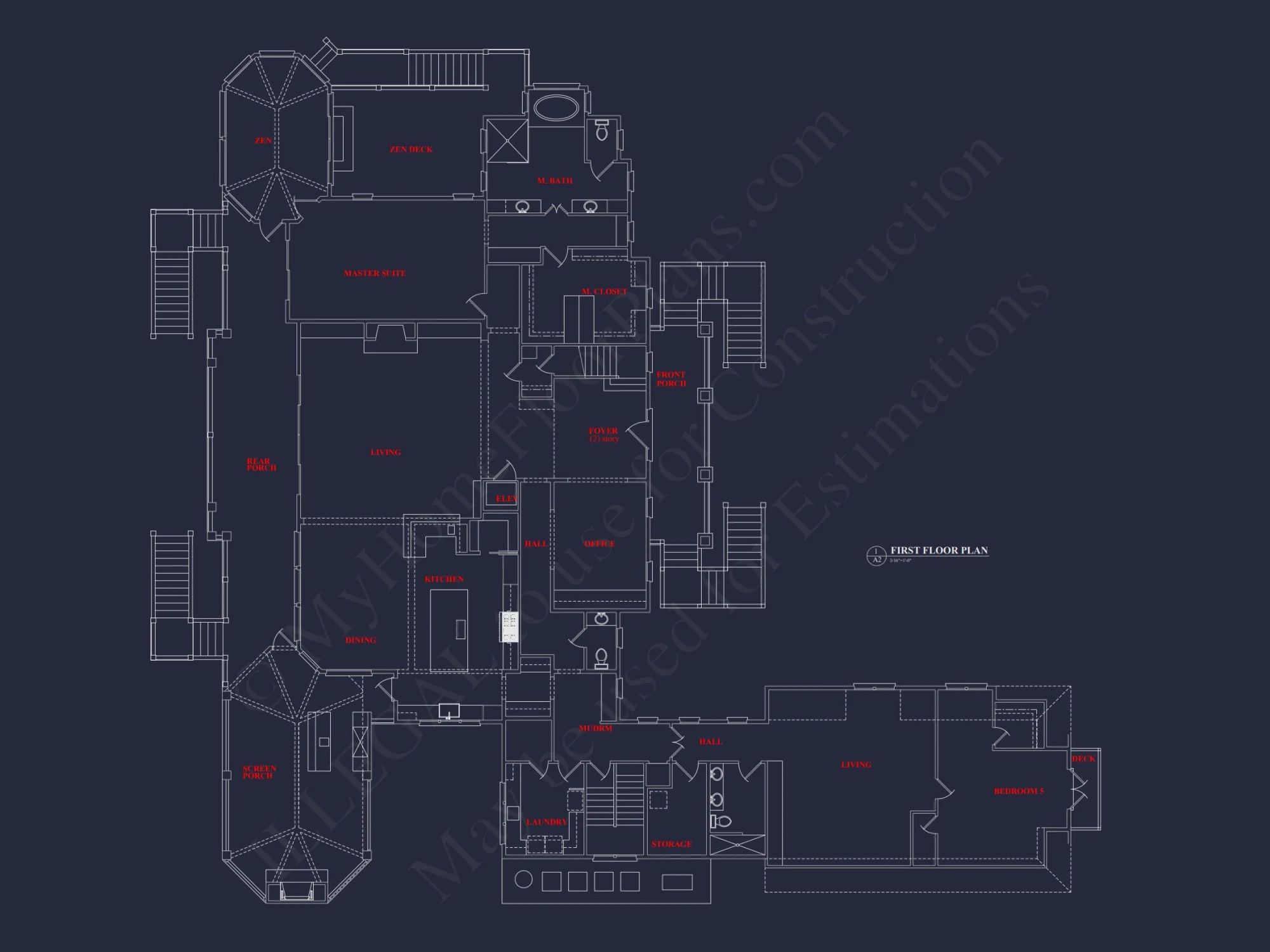 Luxury house Plan with 5 Bedrooms, 2 Floors, and Modern Designs