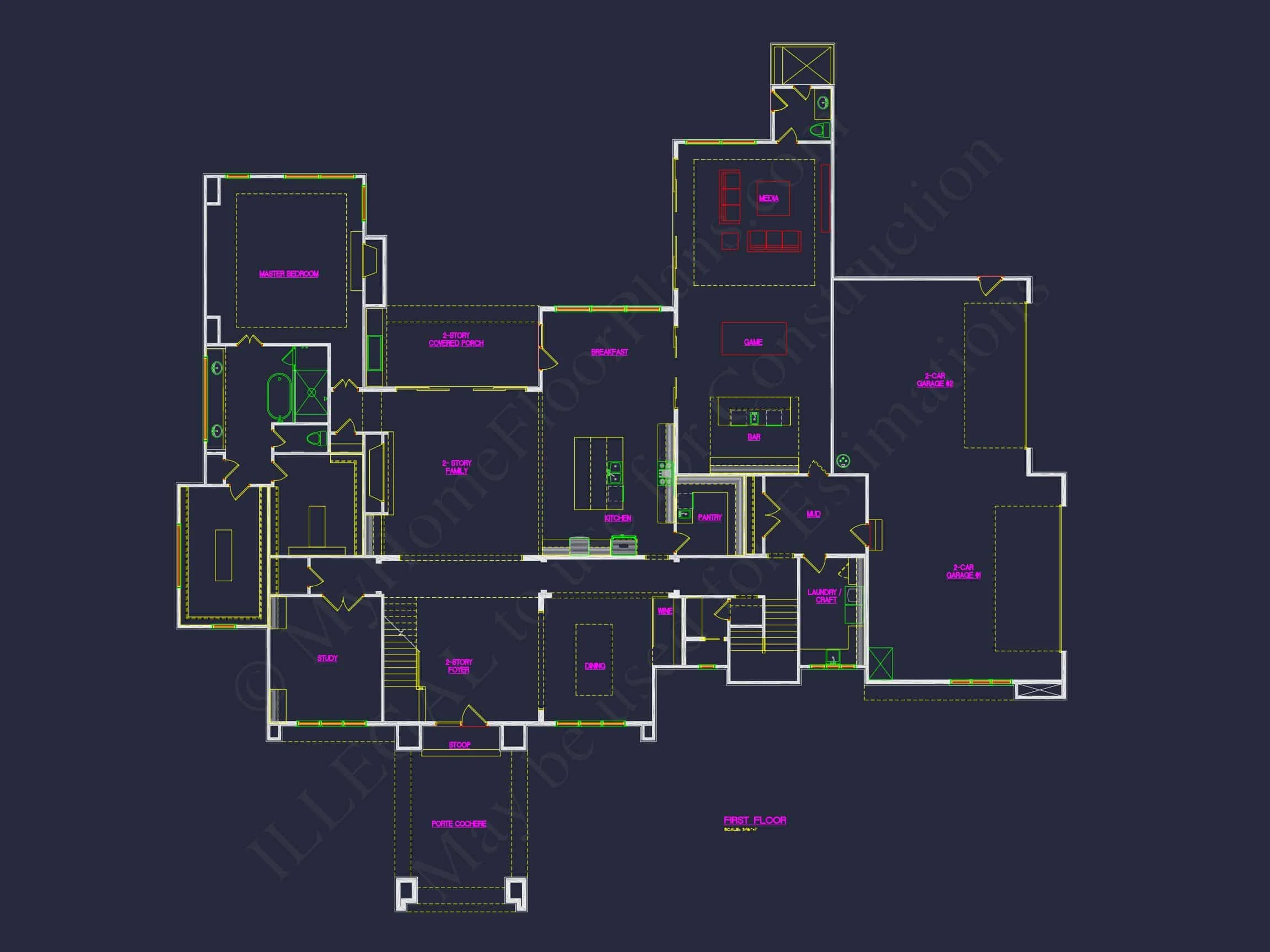 18-1199 HOUSE PLAN - Luxury House Plan with Detailed CAD Floor Designs and Architecture 8 Luxury house Plan with Detailed CAD Floor Designs and Architecture