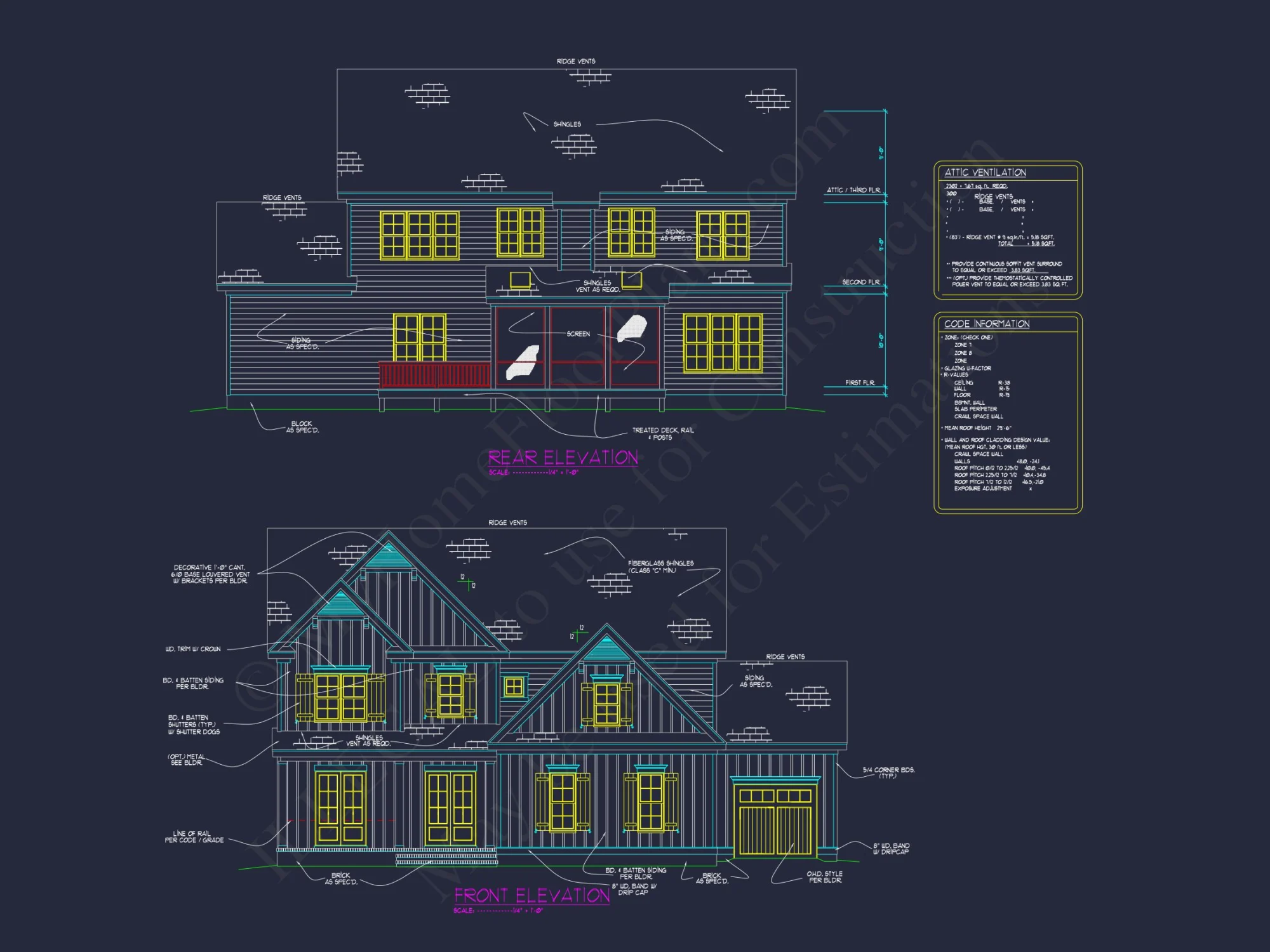 3-Story house Plan with 5 Bedrooms, CAD Blueprints & Designs